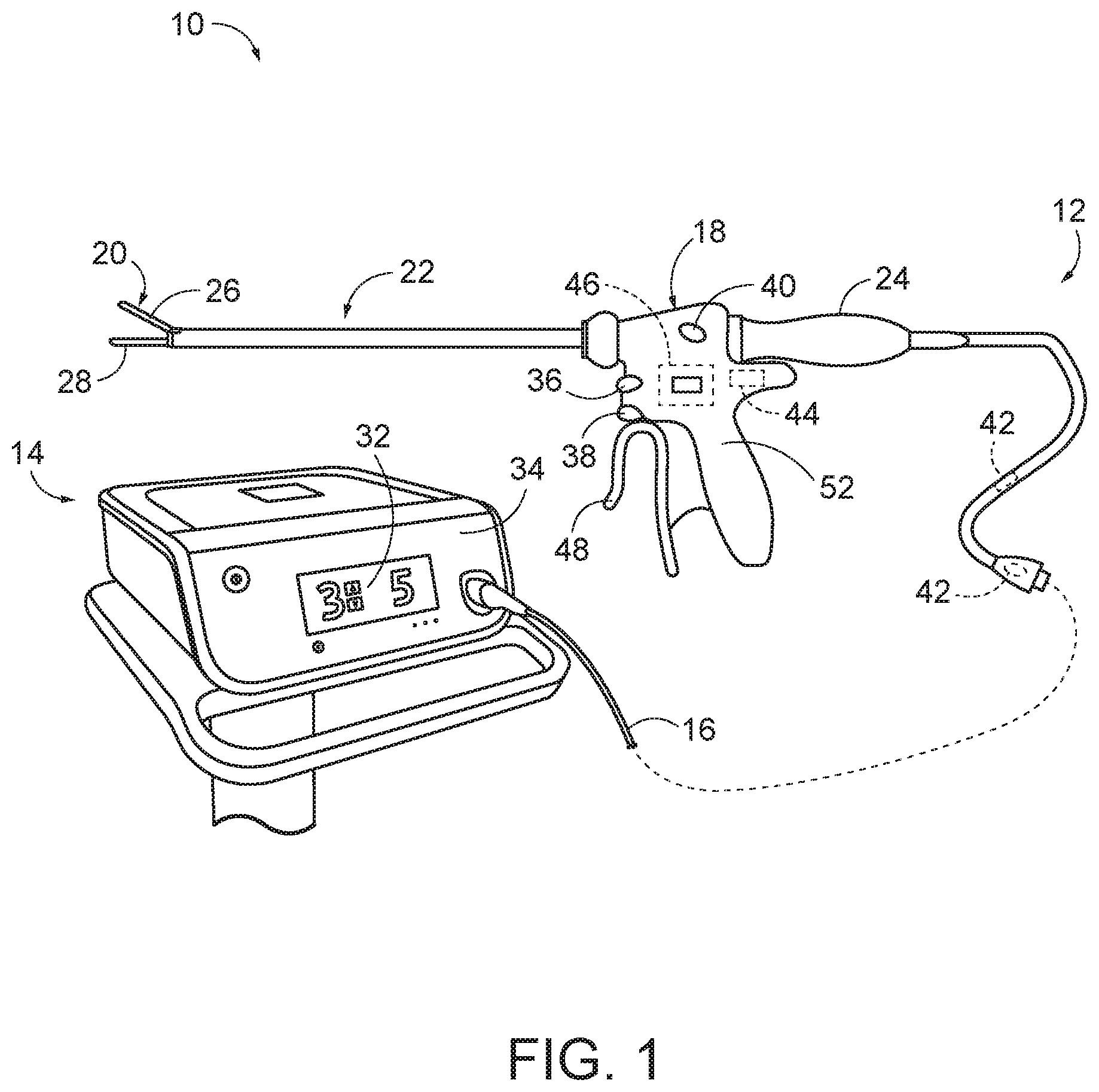 Patent US12496114 — Combination ultrasonic and electrosurgical instrument with clamp arm position input and method for identifying tissue state — Figure 1