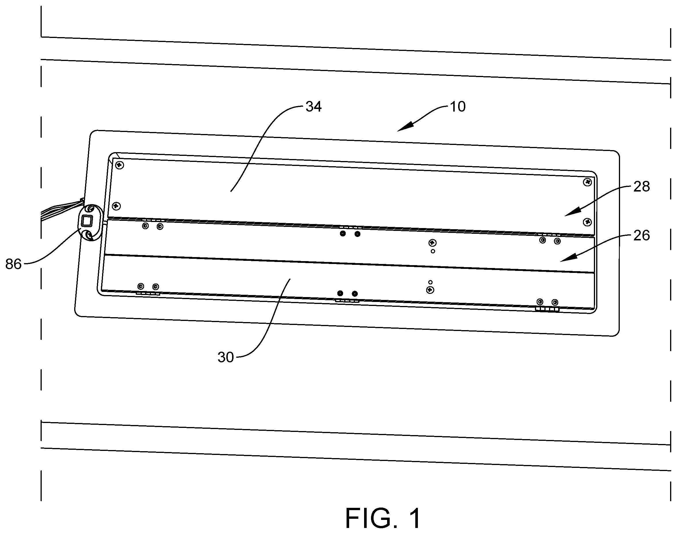 Patent US12496365 — UVC light assembly for ambulance patient cabin — Figure 1