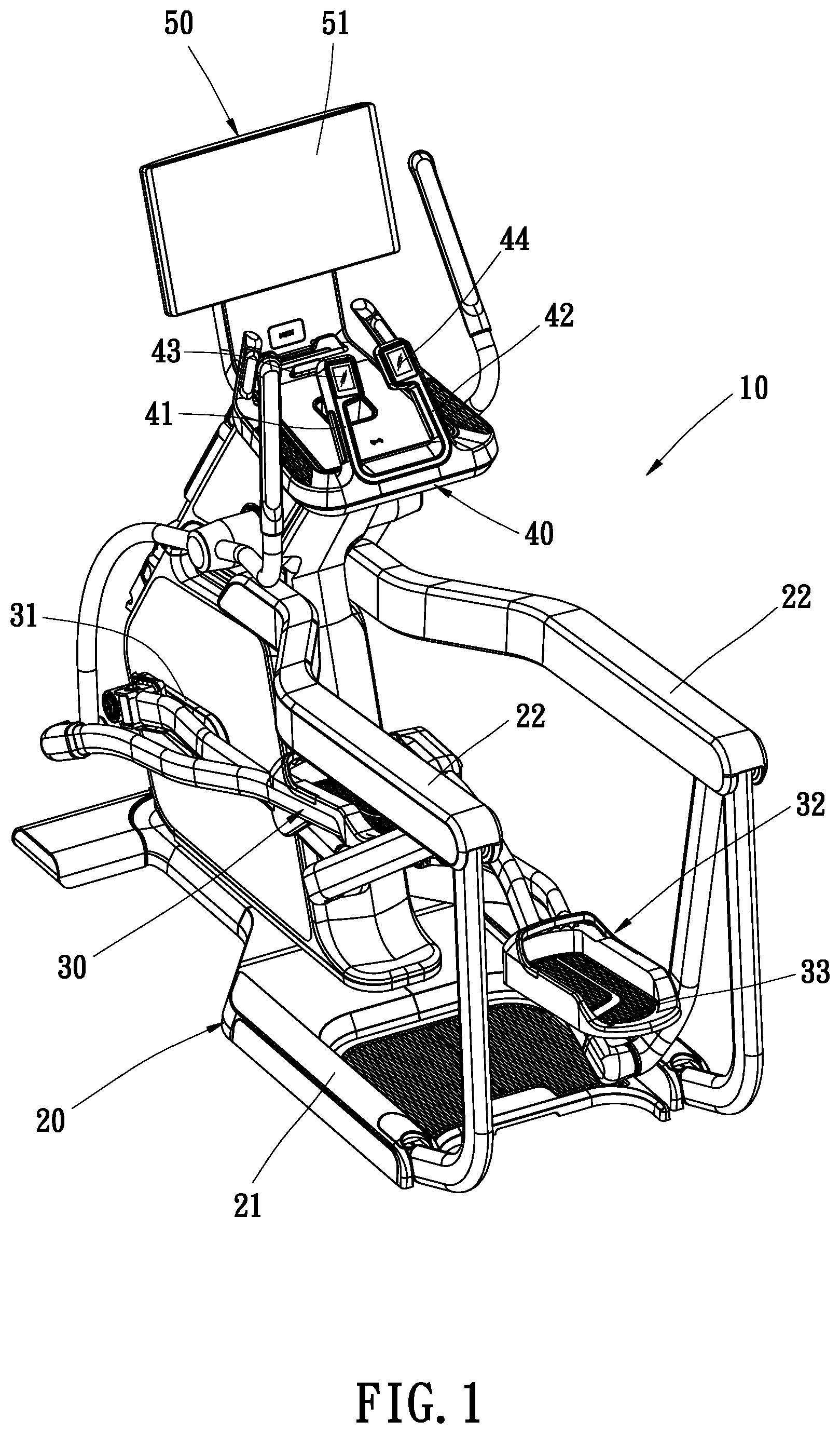 Patent US12496494 — Exercise apparatus with control interfaces on handles — Figure 1