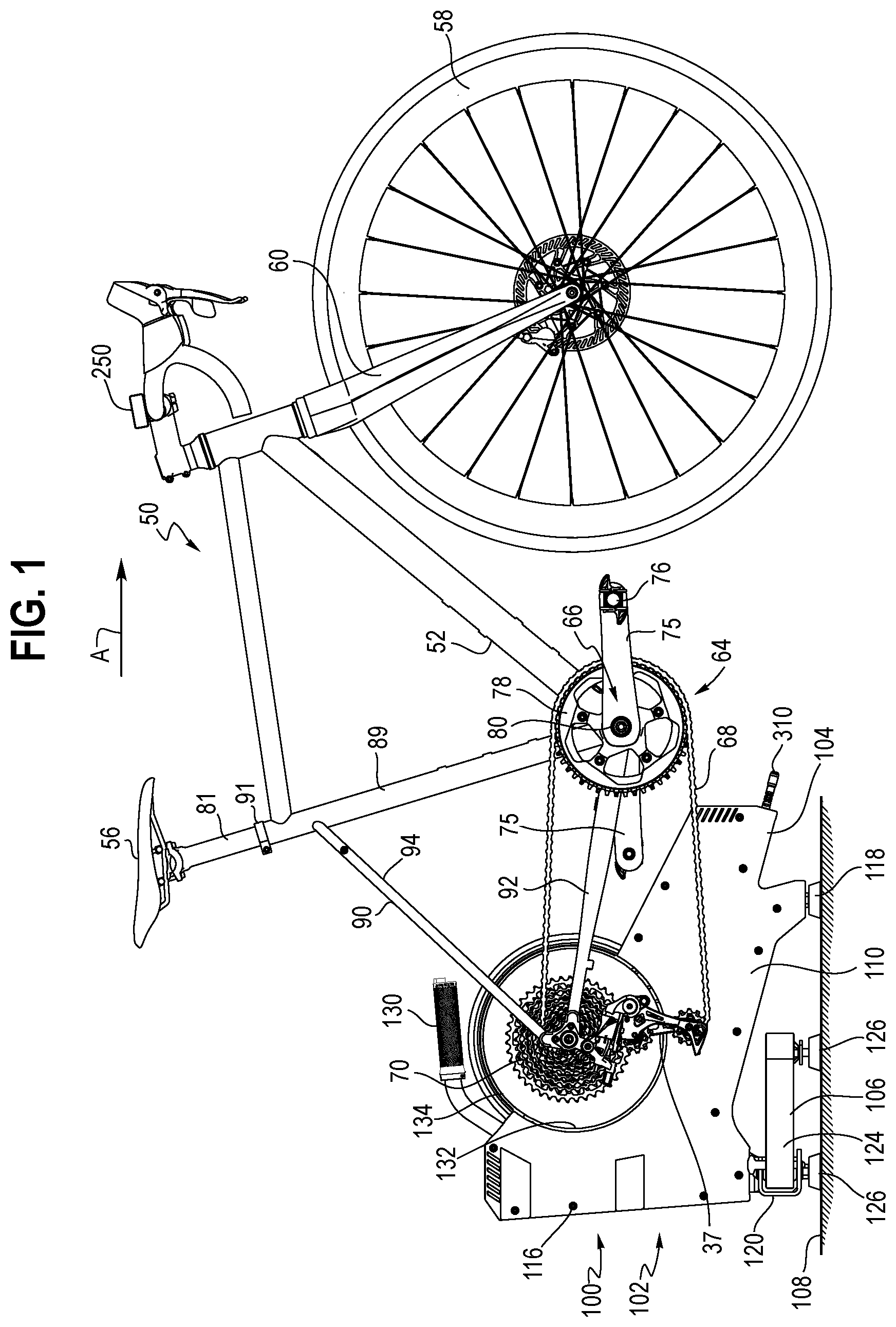 Patent US12496504 — Bicycle trainer torque measurement device — Figure 1