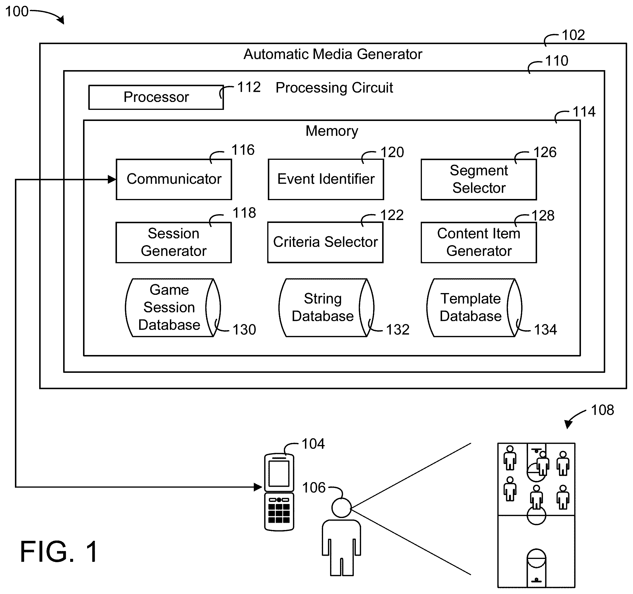 Patent US12496524 — Systems and methods for automatic media generation for game sessions — Figure 1