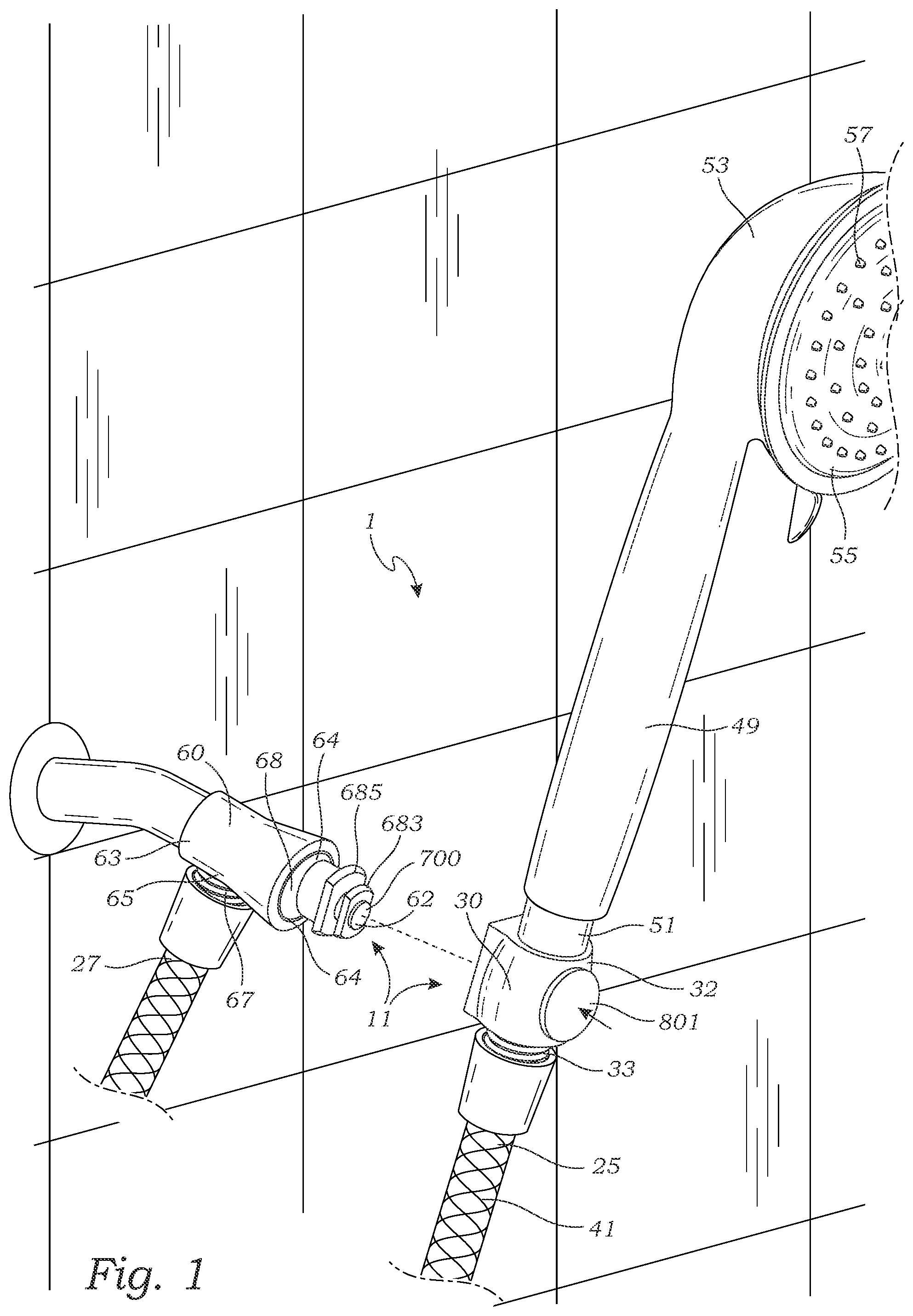 Patent US12496597 — Showerhead with adapter assembly — Figure 1