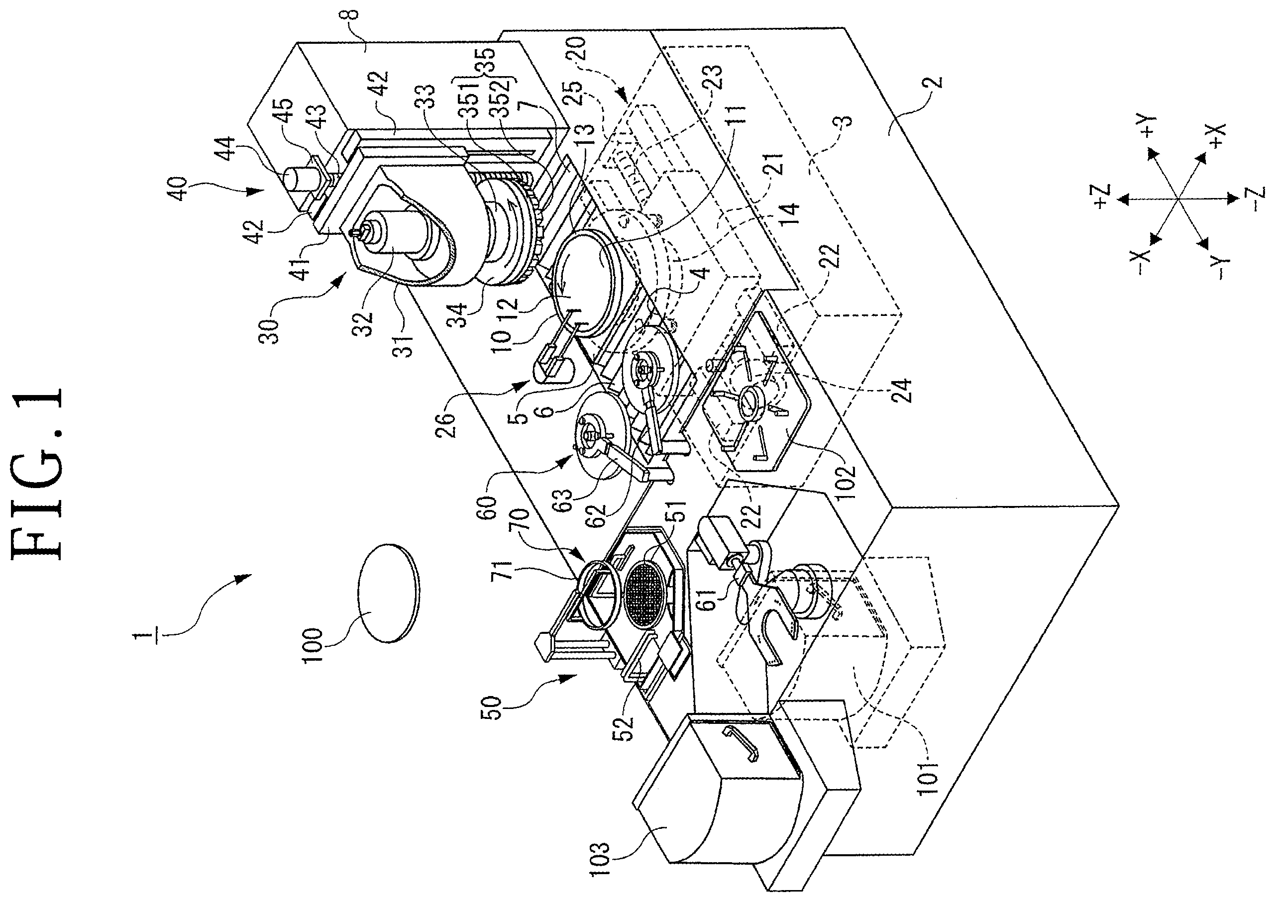 Patent US12496674 — Gettering layer forming device and processing apparatus — Figure 1
