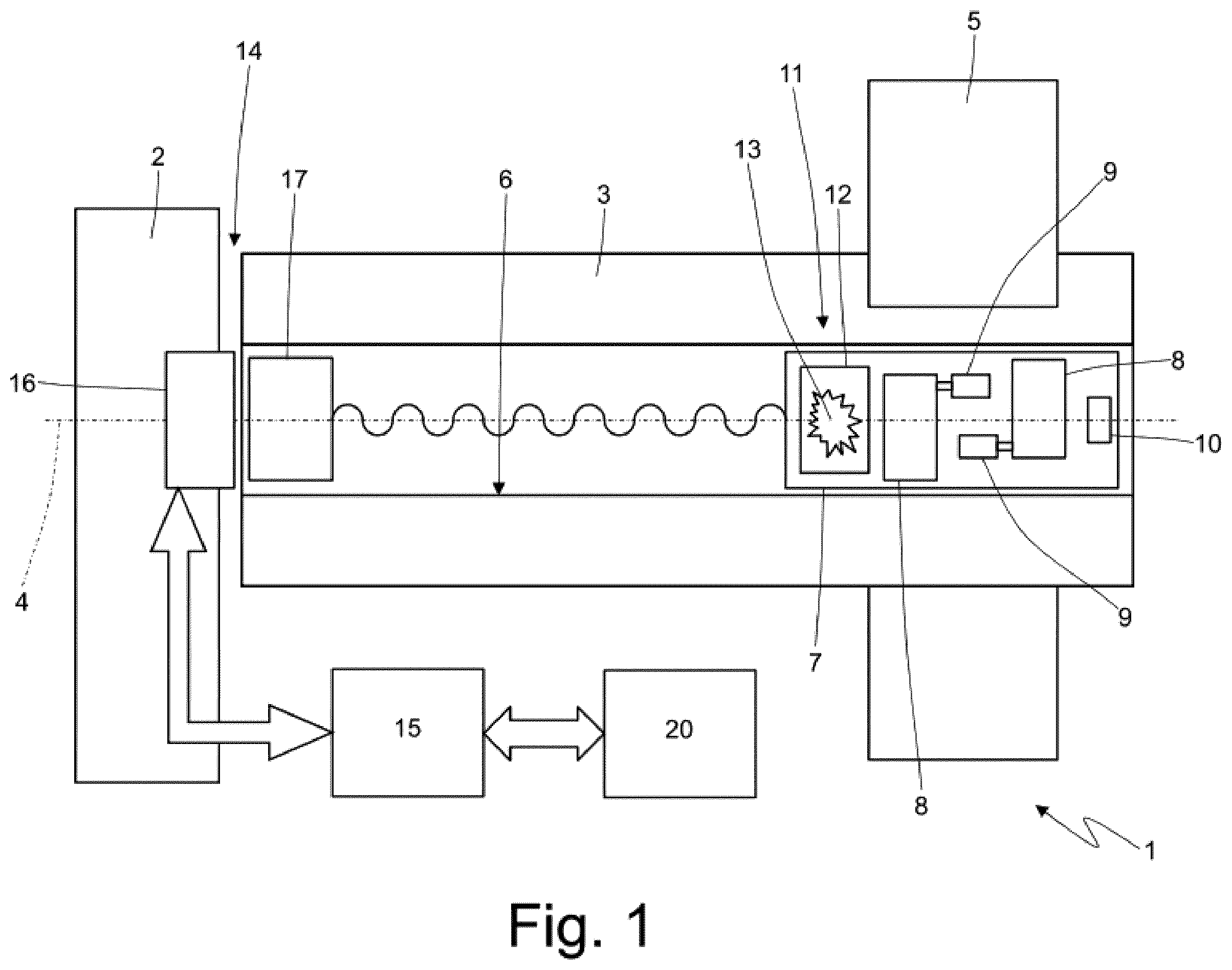 Patent US12496681 Figure 1 – Balancing system for a rotating spindle of a machine tool and relative control method