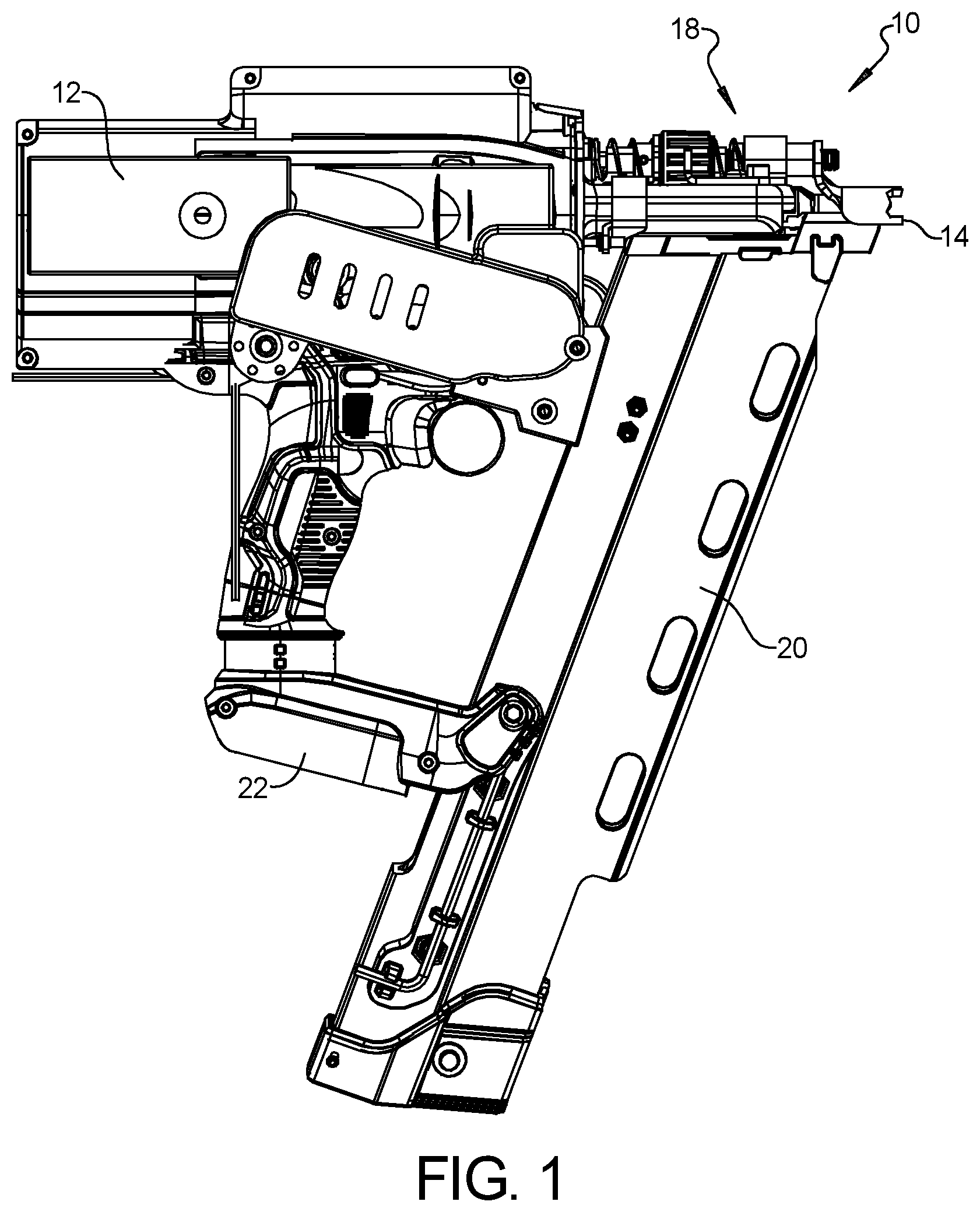 Patent US12496693 — Flywheel driven fastening tool — Figure 1