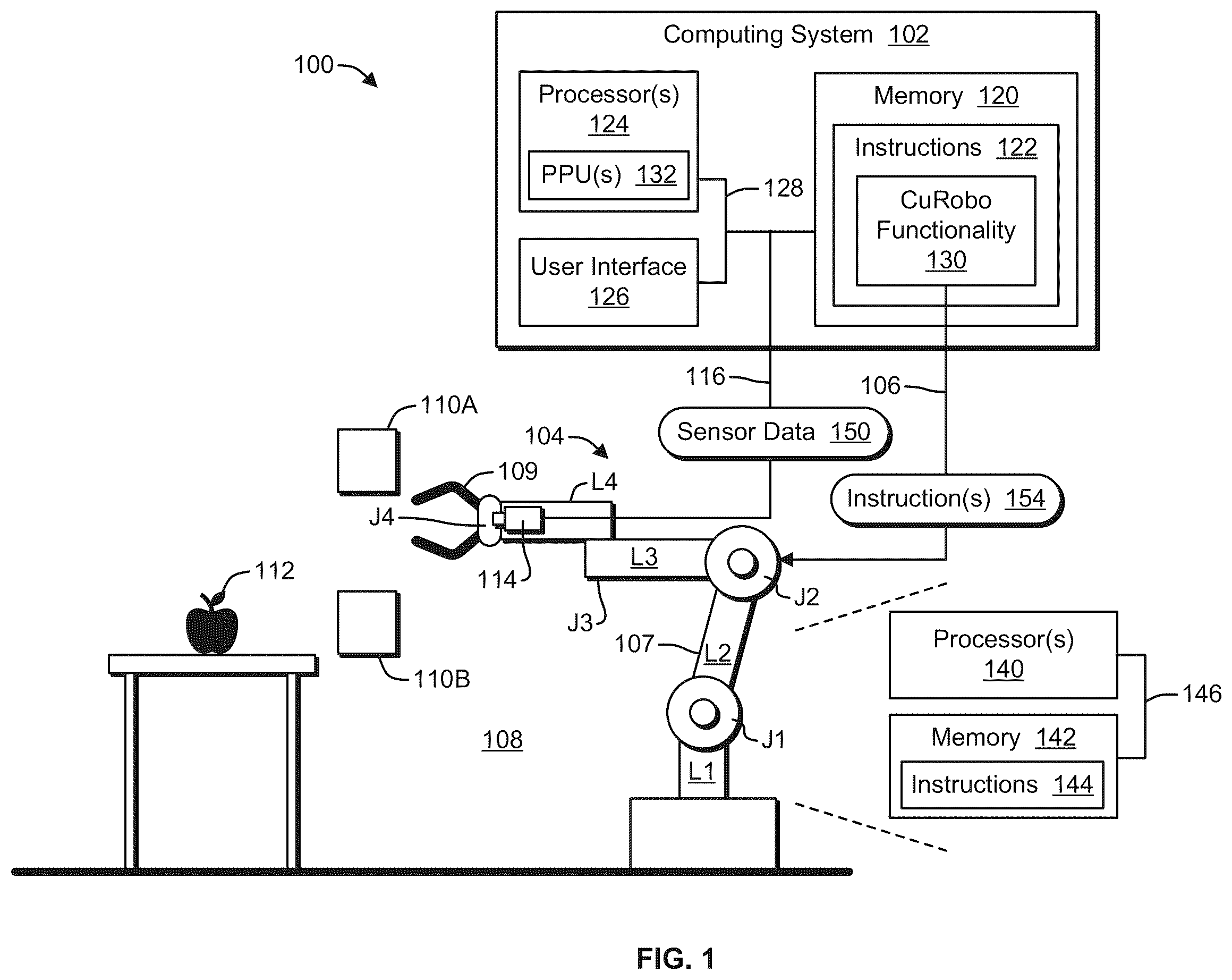Patent US12496714 — Collision-free motion generation — Figure 1
