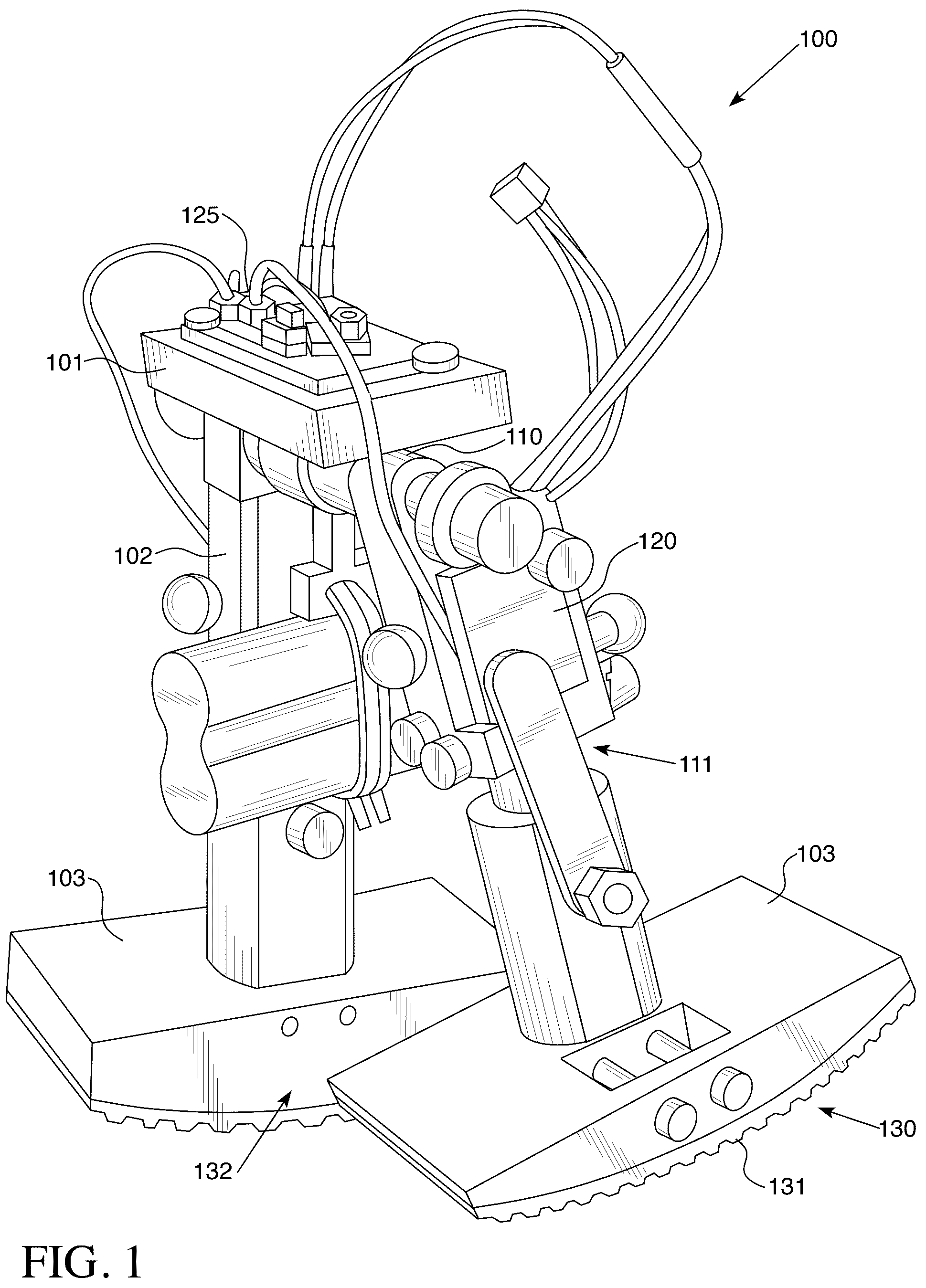 Patent US12496715 — Three-dimensional passive walking robot — Figure 1