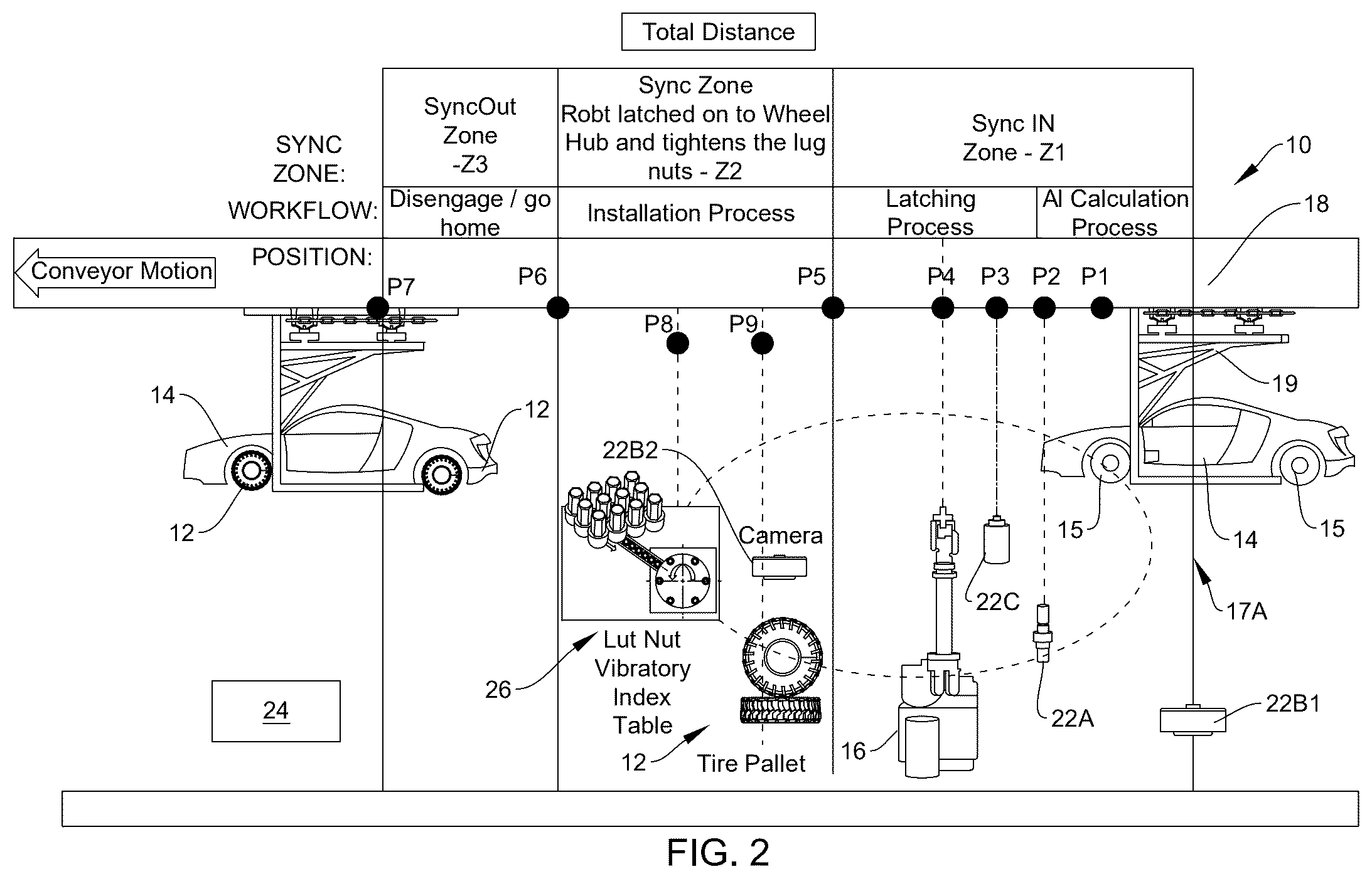 Patent US12496724 Figure 2 – Systems and methods for mounting wheels to partially assembled vehicles in motion