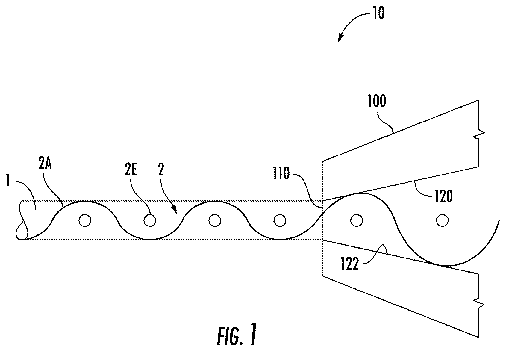 Patent US12496768 — Elastic additive manufactured parts having embedded woven layer for improved wear resistance, durability and electrical conductivity — Figure 1
