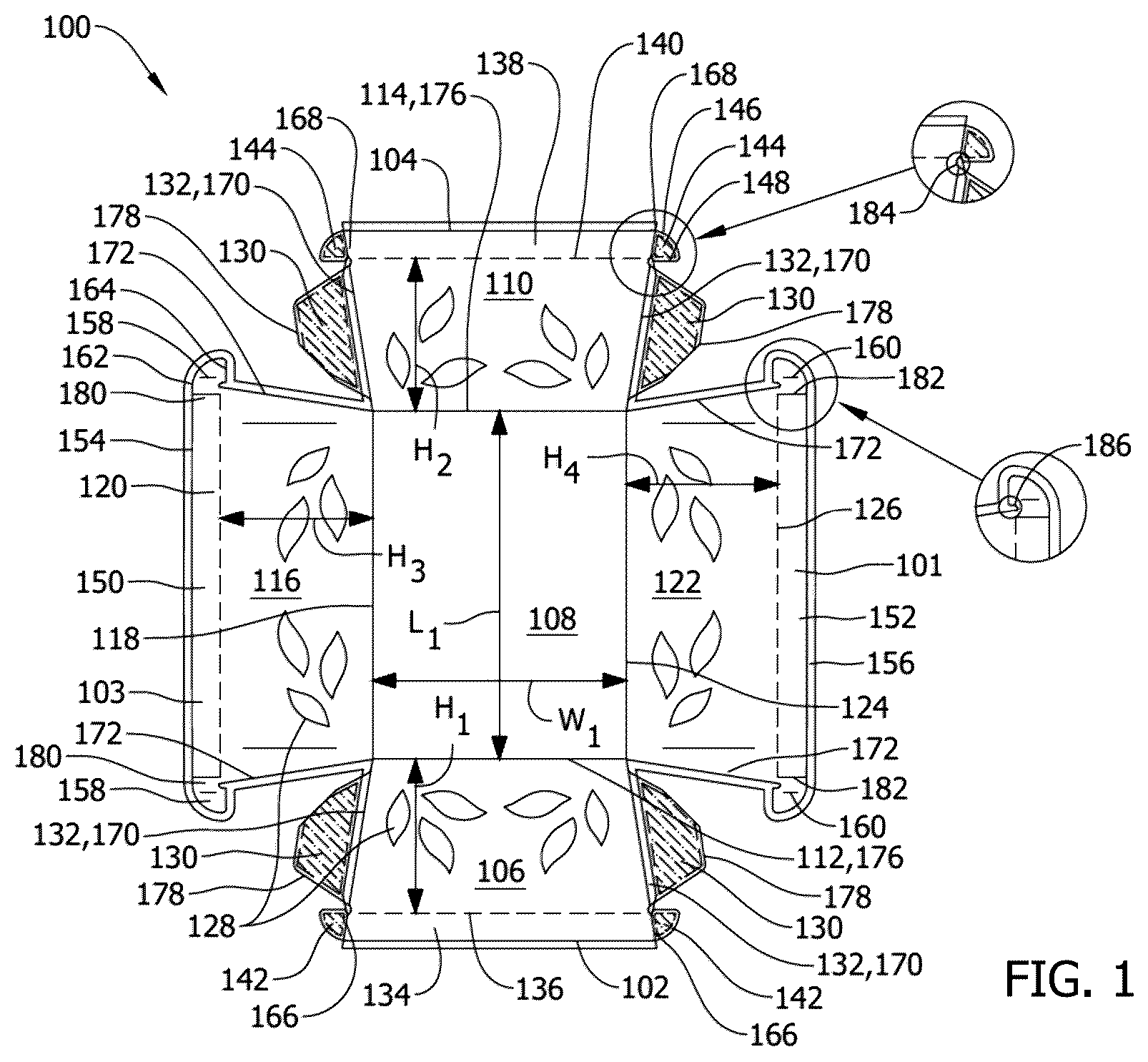 Patent US12496796 — Methods and machine for forming containers having top flange with glued corners — Figure 1