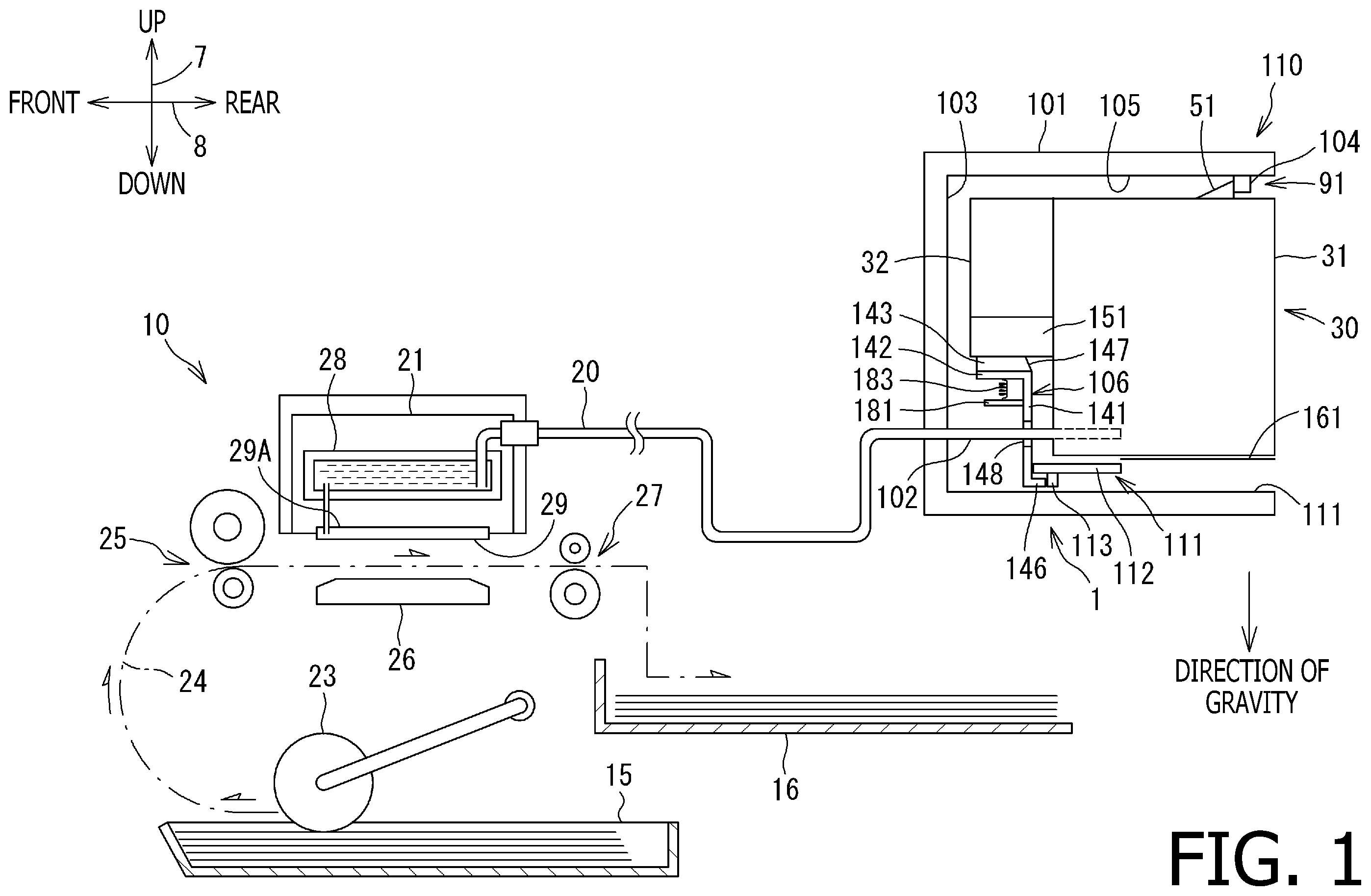 Patent US12496832 Figure 1 – System, case, and liquid container