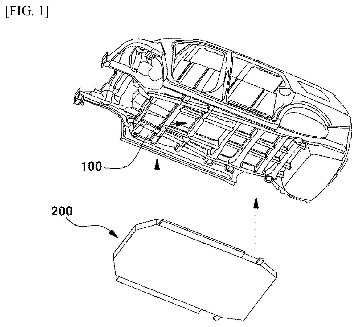 Patent US12496887 — Vehicle lower structure for mounting battery — Figure 1