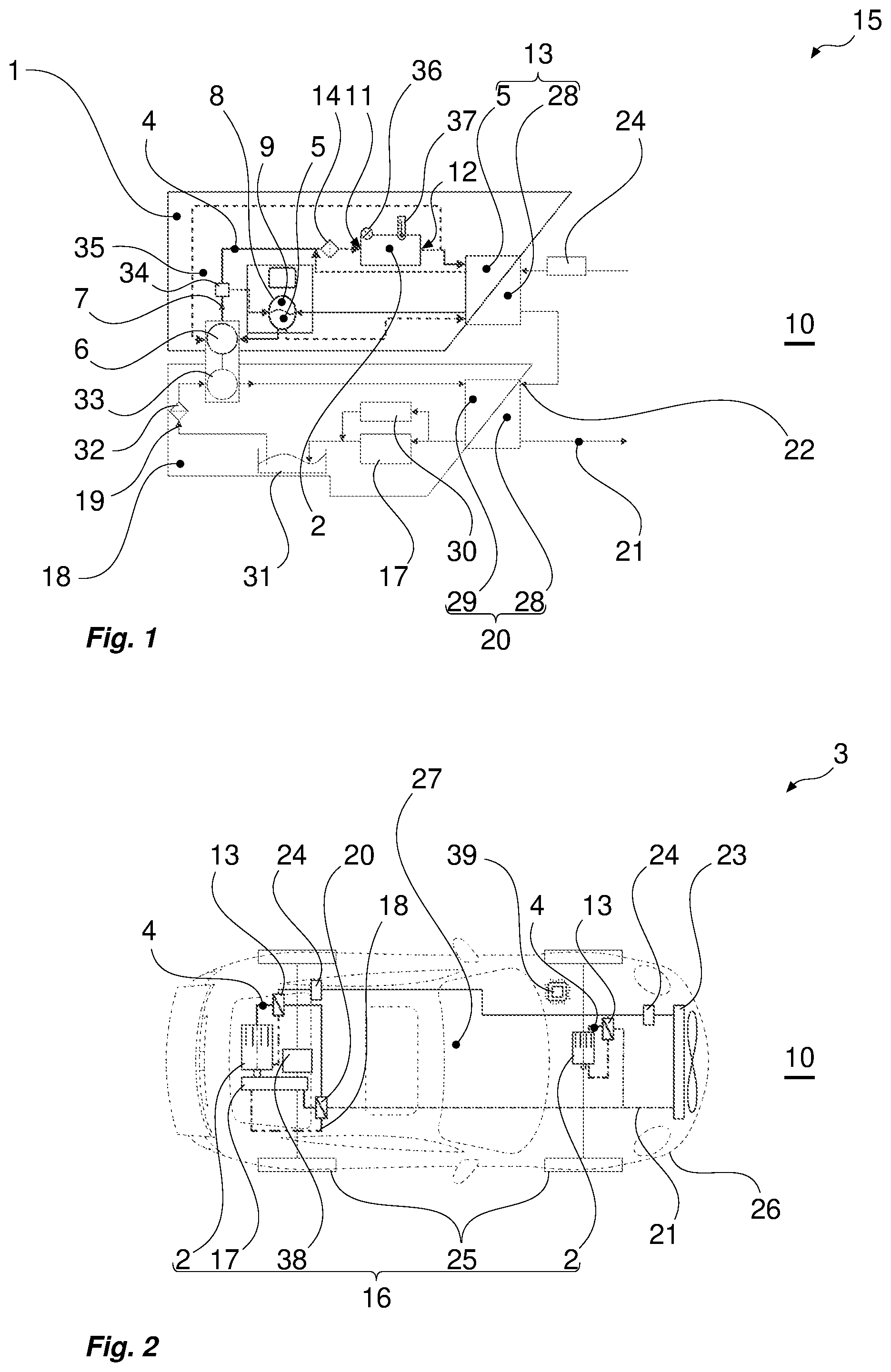 Patent US12496894 — Cooling system for an electric traction machine for a motor vehicle — Figure 1