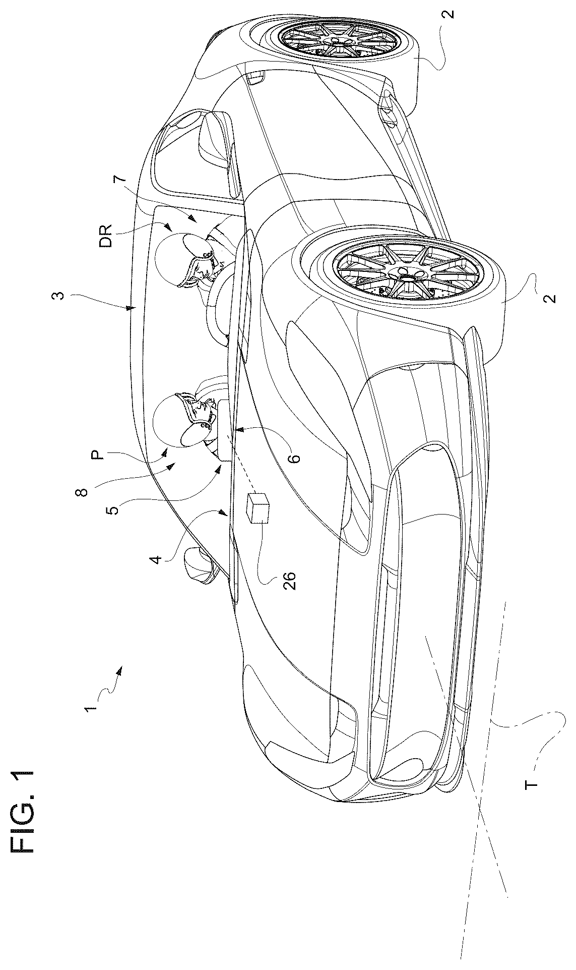 Patent US12496903 — Content display device for road vehicle and relative road vehicle — Figure 1
