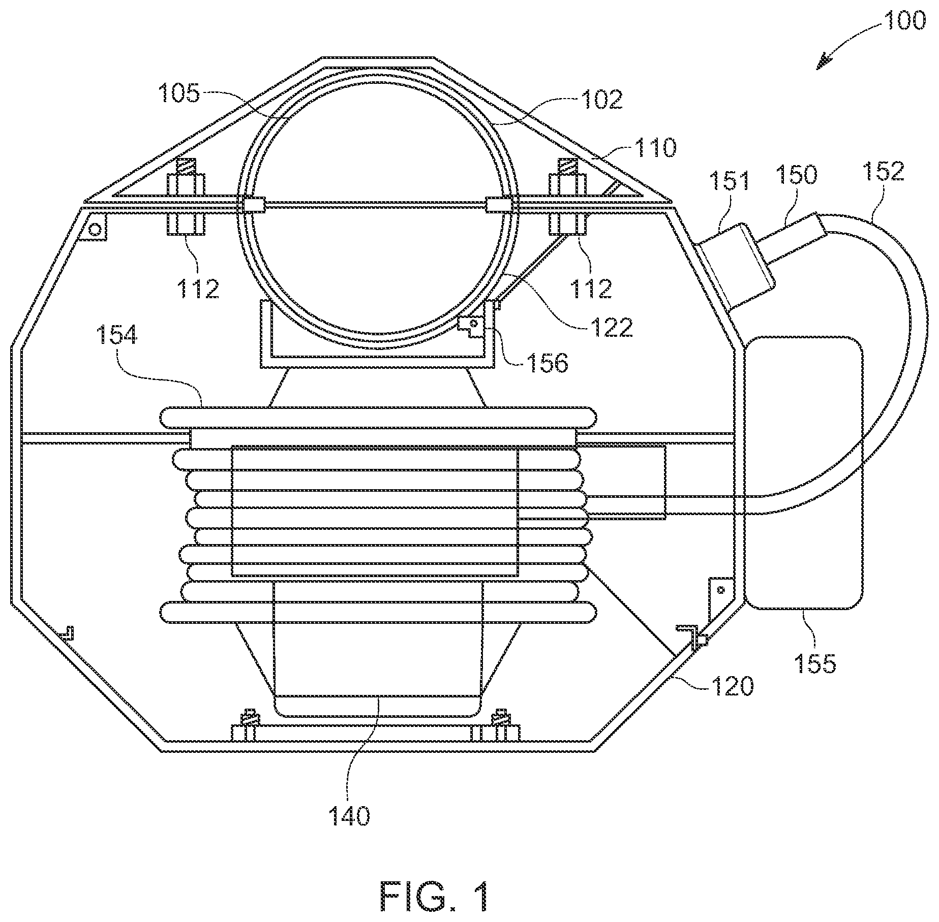 Patent US12496922 Figure 1 – Utility pole mounted charging station