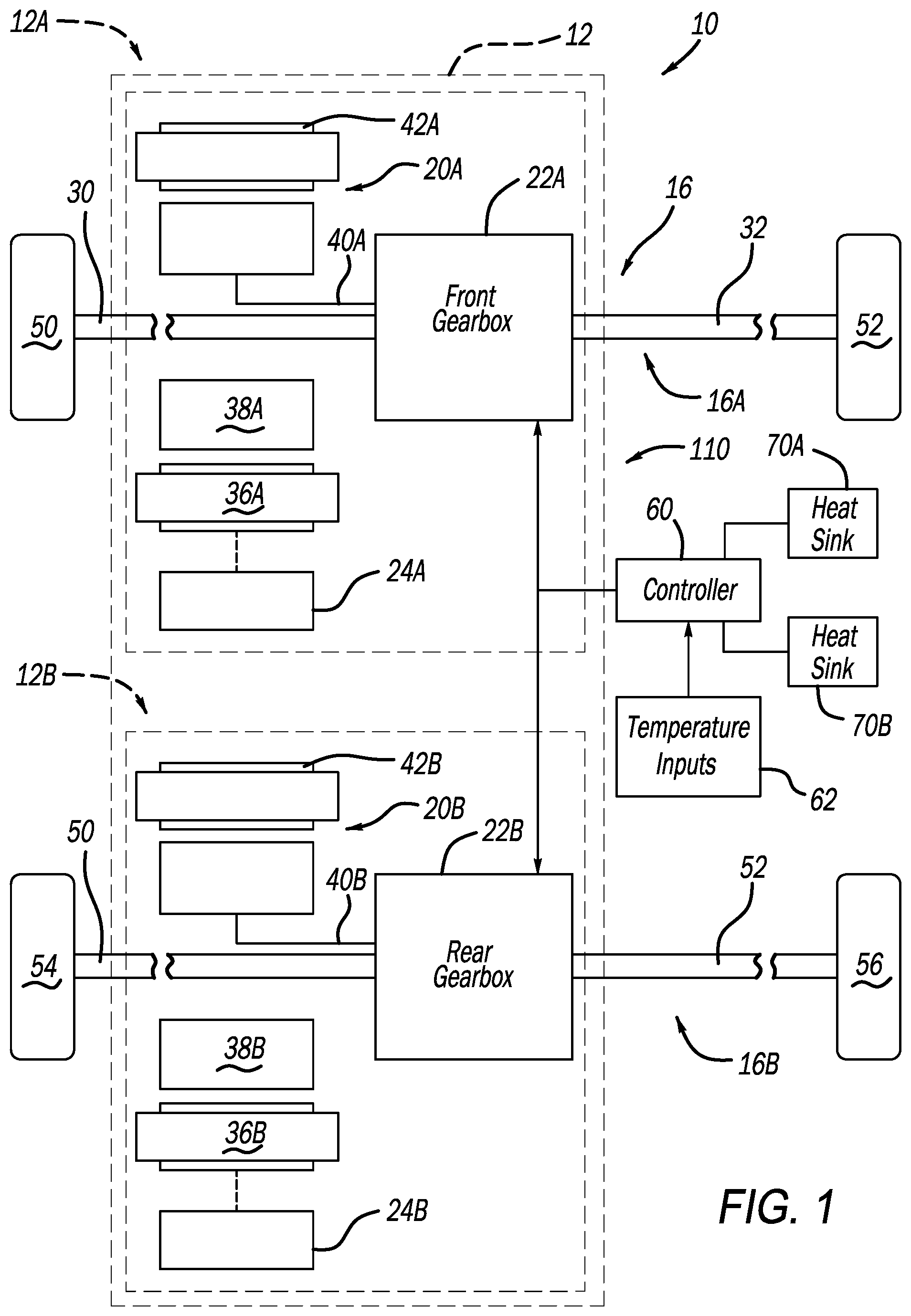 Patent US12496933 — System and method for fusion based waste heat estimation in thermal system management for electrified vehicle — Figure 1
