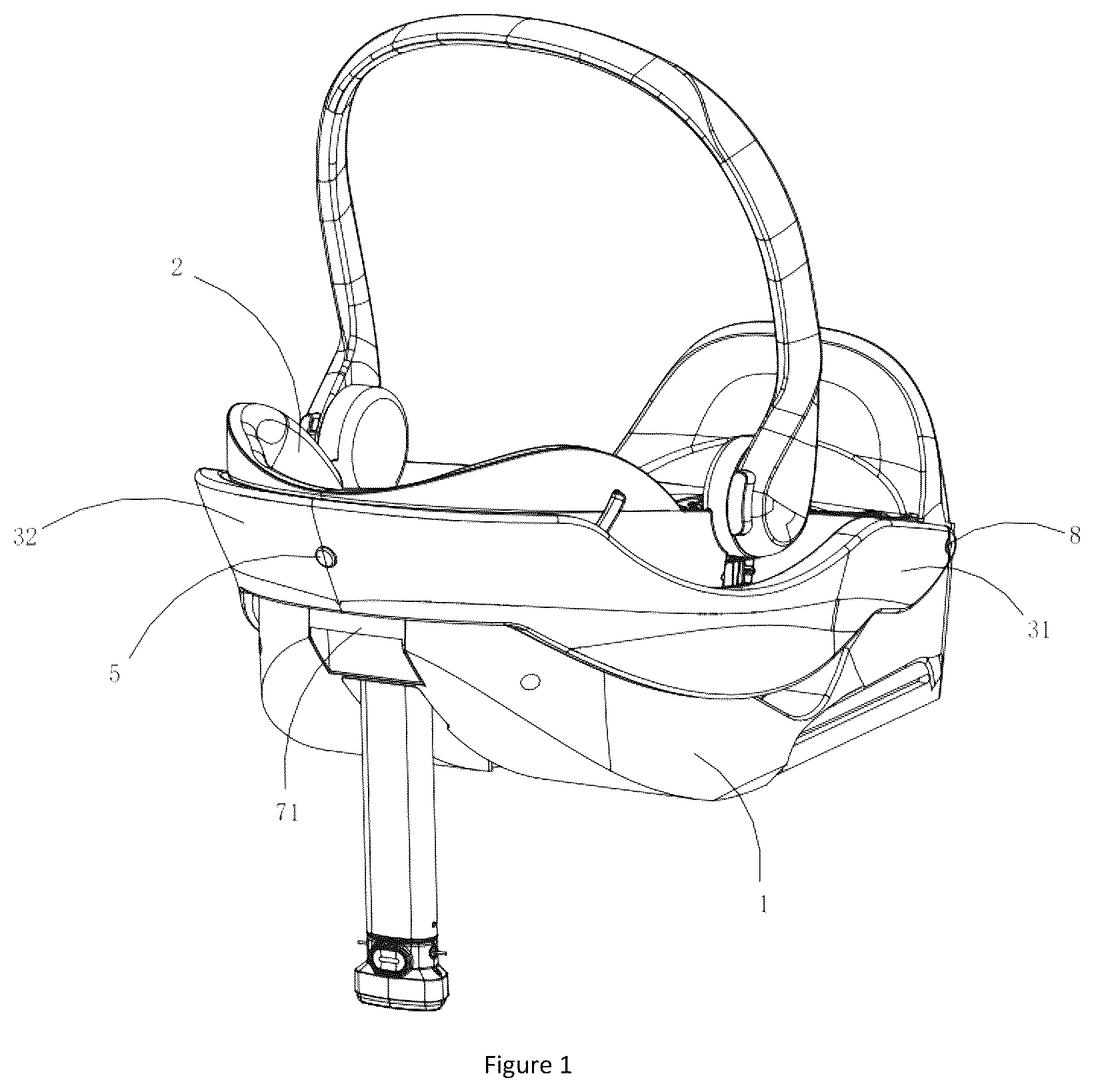 Patent US12496943 Figure 1 – Lifting basket child safety seat