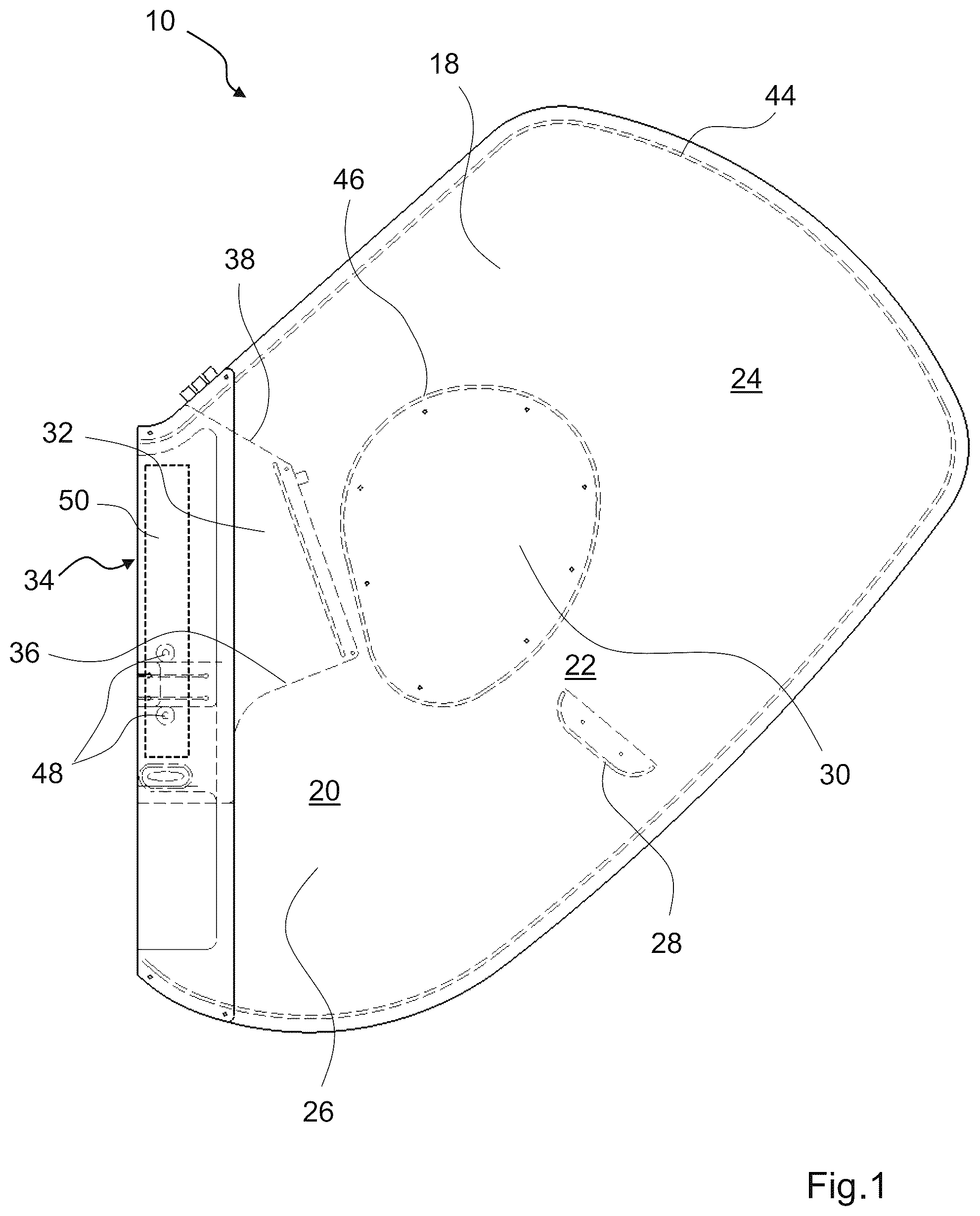 Patent US12496994 — Central airbag, and vehicle occupant restraint system having a central airbag — Figure 1