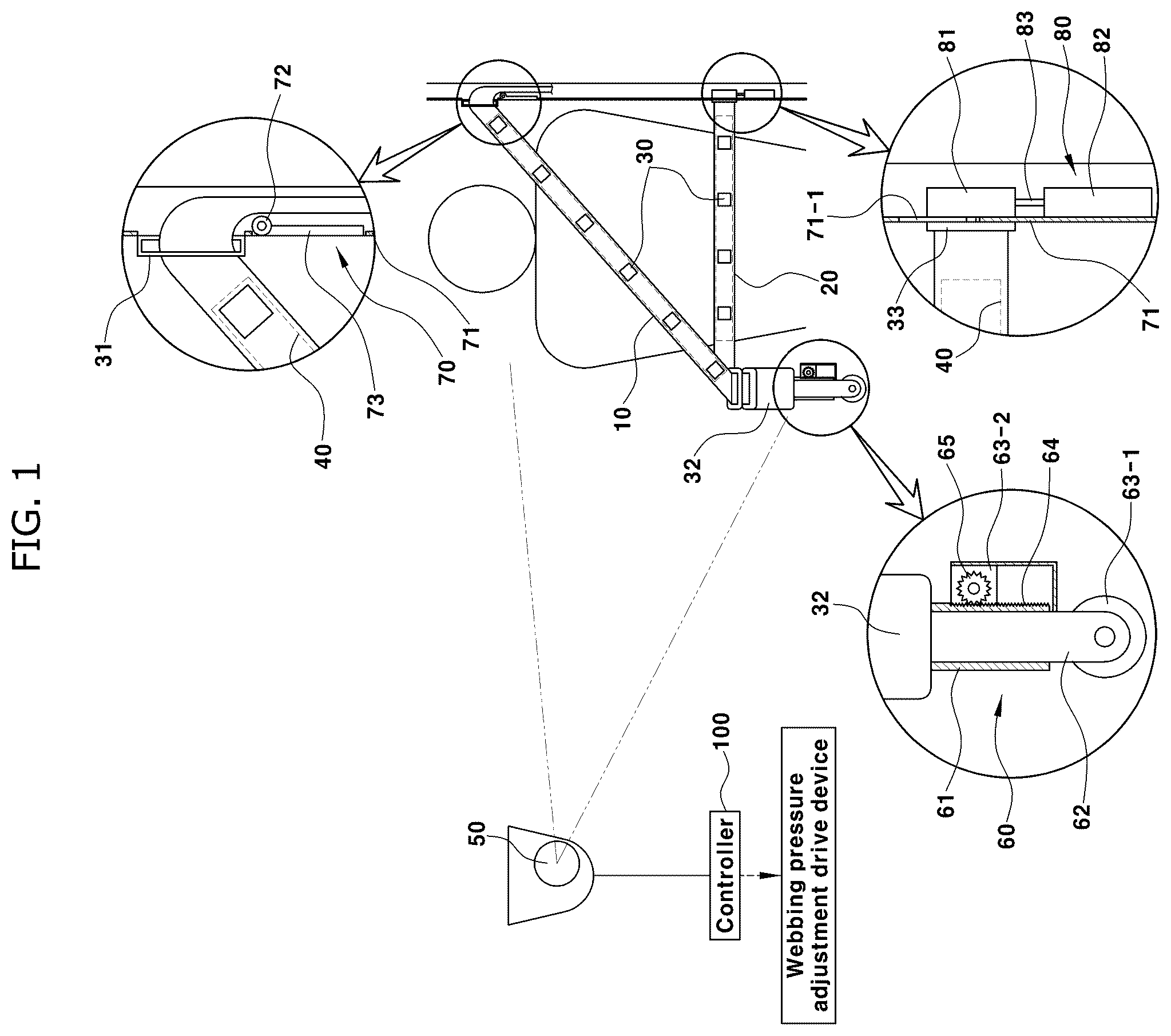 Patent US12496997 — System and method for adjusting pressing feeling by seat belt — Figure 1