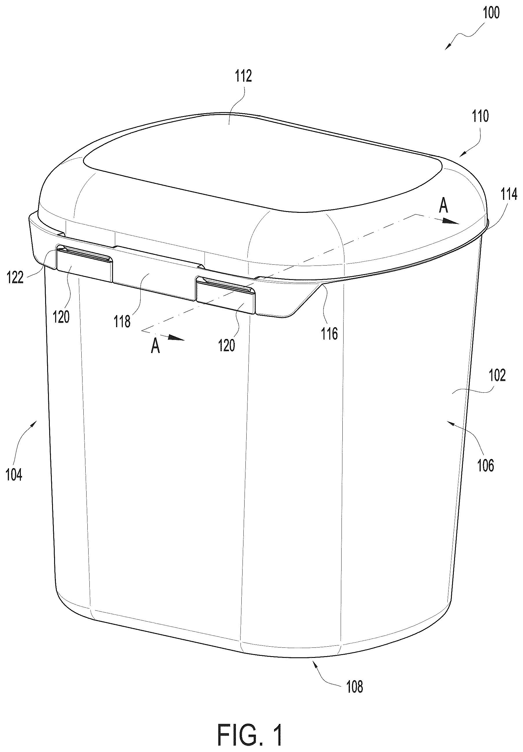 Patent US12497220 — Tamper evident tub — Figure 1