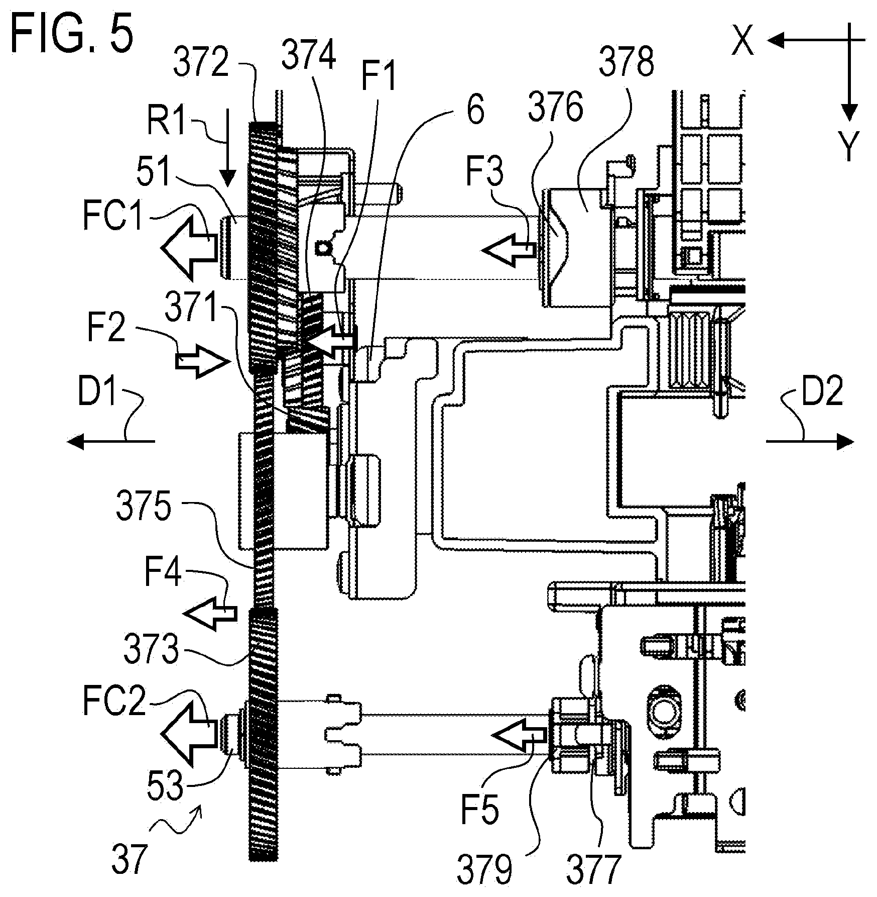 Patent US12497255 Figure 5 – Conveying apparatus and recording device