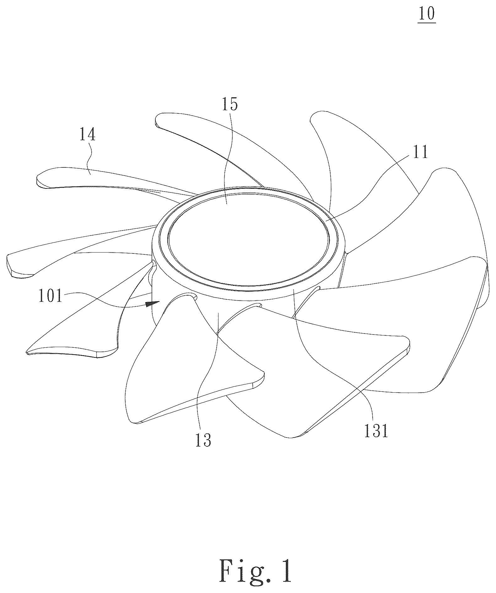 Patent US12497973 — Partially luminous fan blade and fan containing same — Figure 1