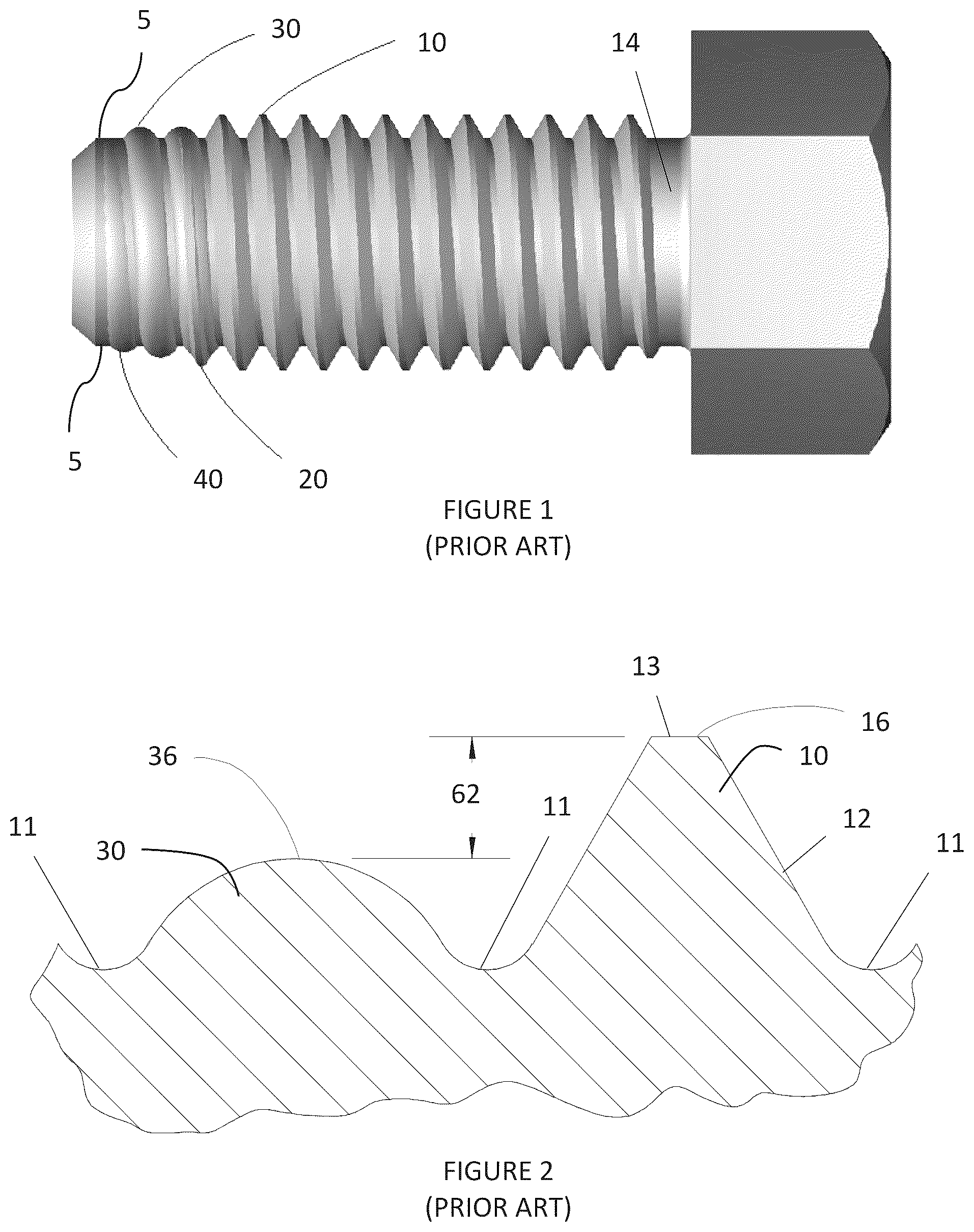 Patent US12497992 — Shortened fastener with locally controlled thread height — Figure 1