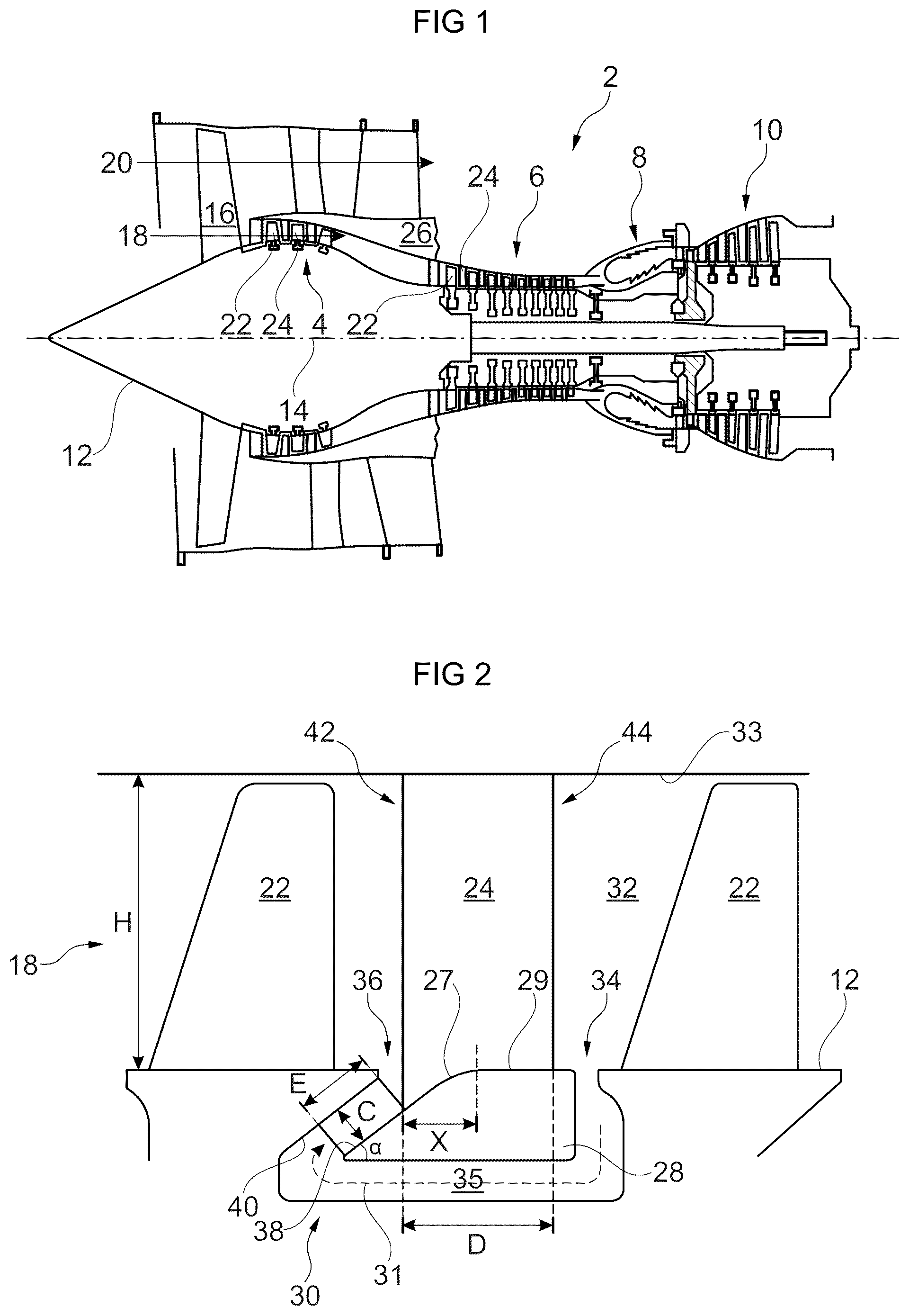 Patent US12504020 — Axial turbomachine compressor with controlled recirculation between the inner shroud and the rotor — Figure 1
