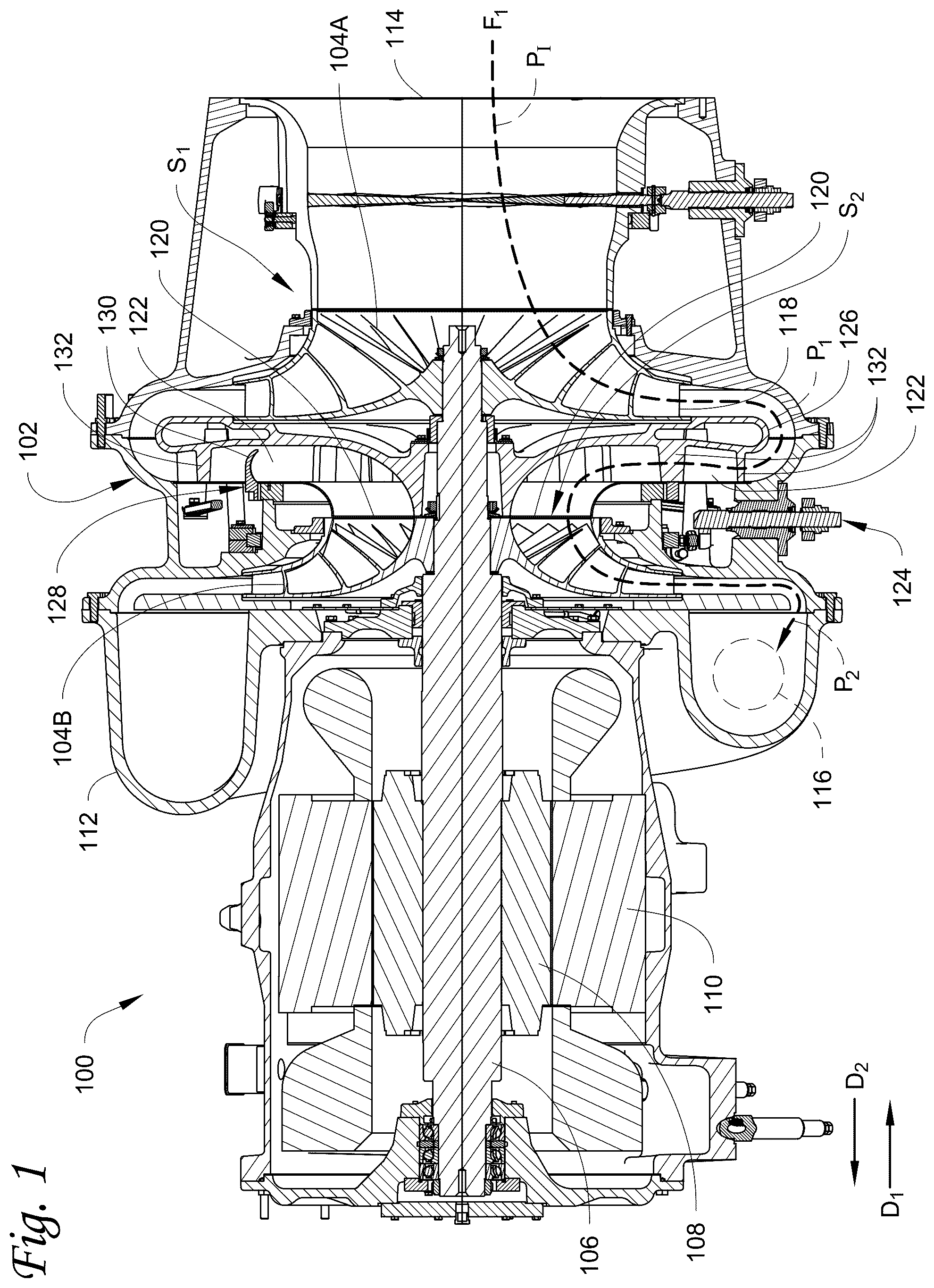 Patent US12504025 — Interstage capacity control valve with separate drive and stabilization linkages — Figure 1