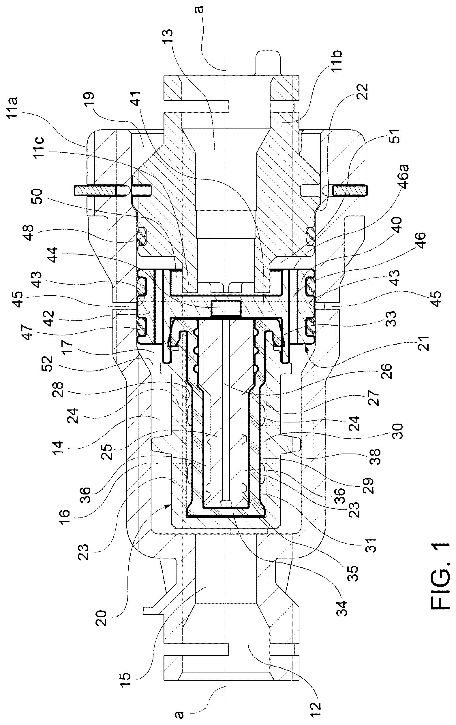 Patent US12504049 — Vibration damper in a hydraulic friction clutch actuation system of a motor vehicle — Figure 1