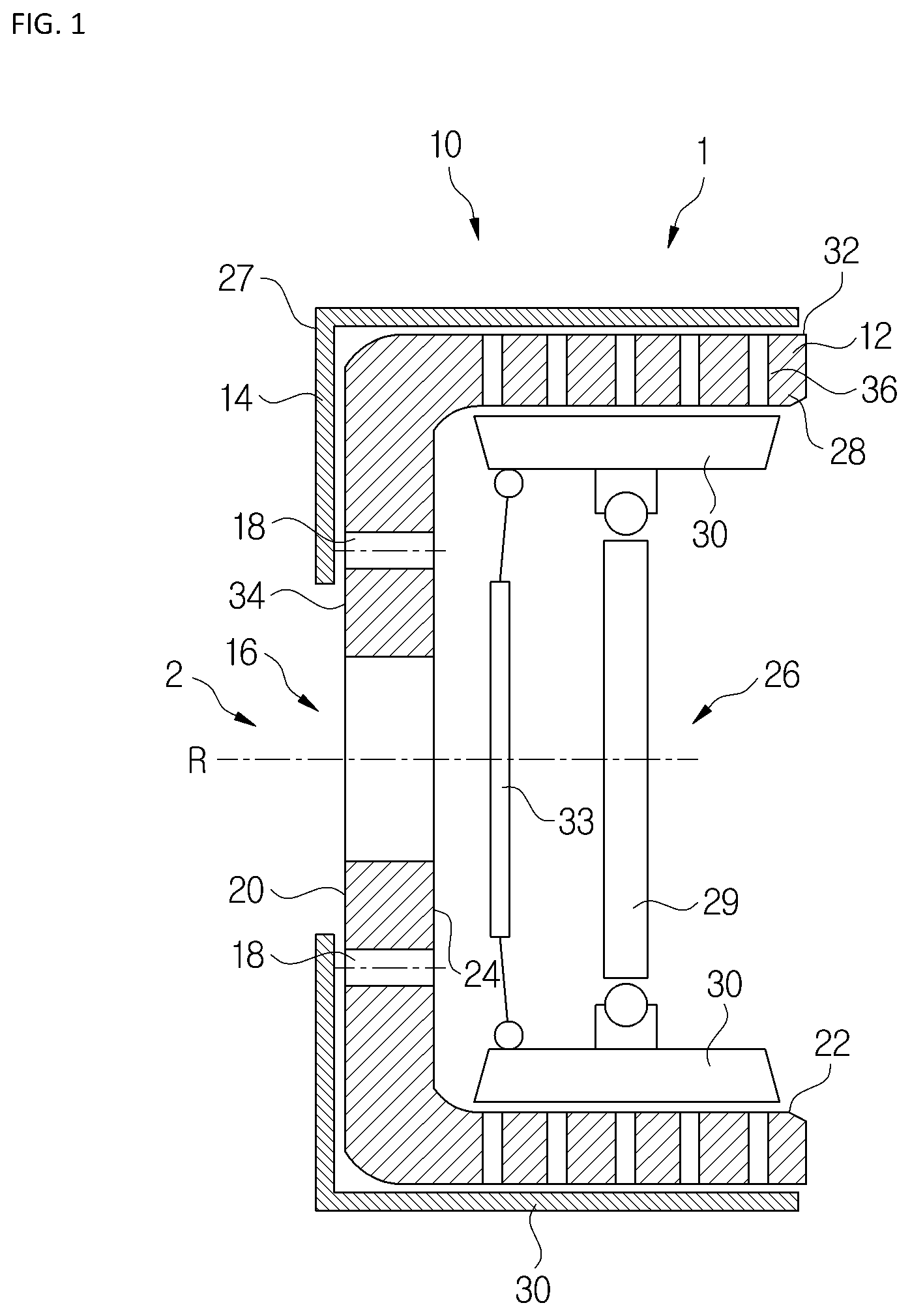 Patent US12504050 — Brake drum assembly with dust collection via through holes — Figure 1