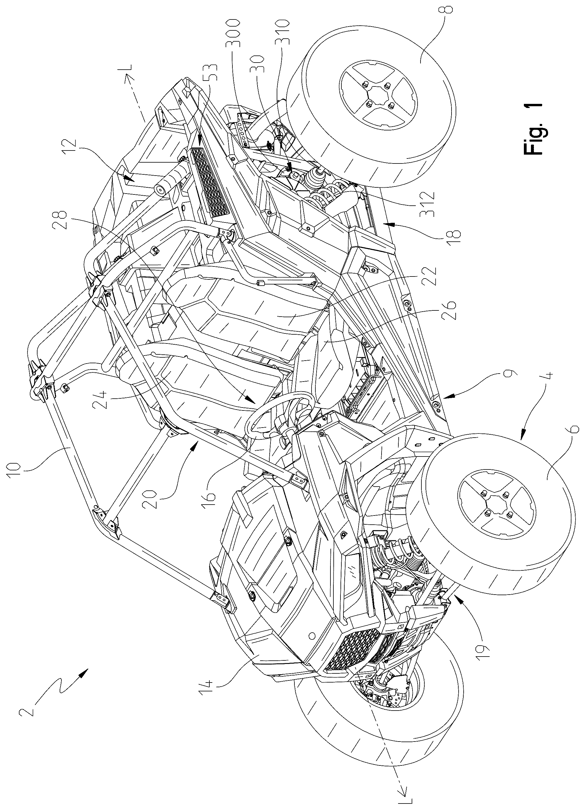 Patent US12504070 Figure 1 – Electronically-controlled continuously variable transmission for a utility vehicle