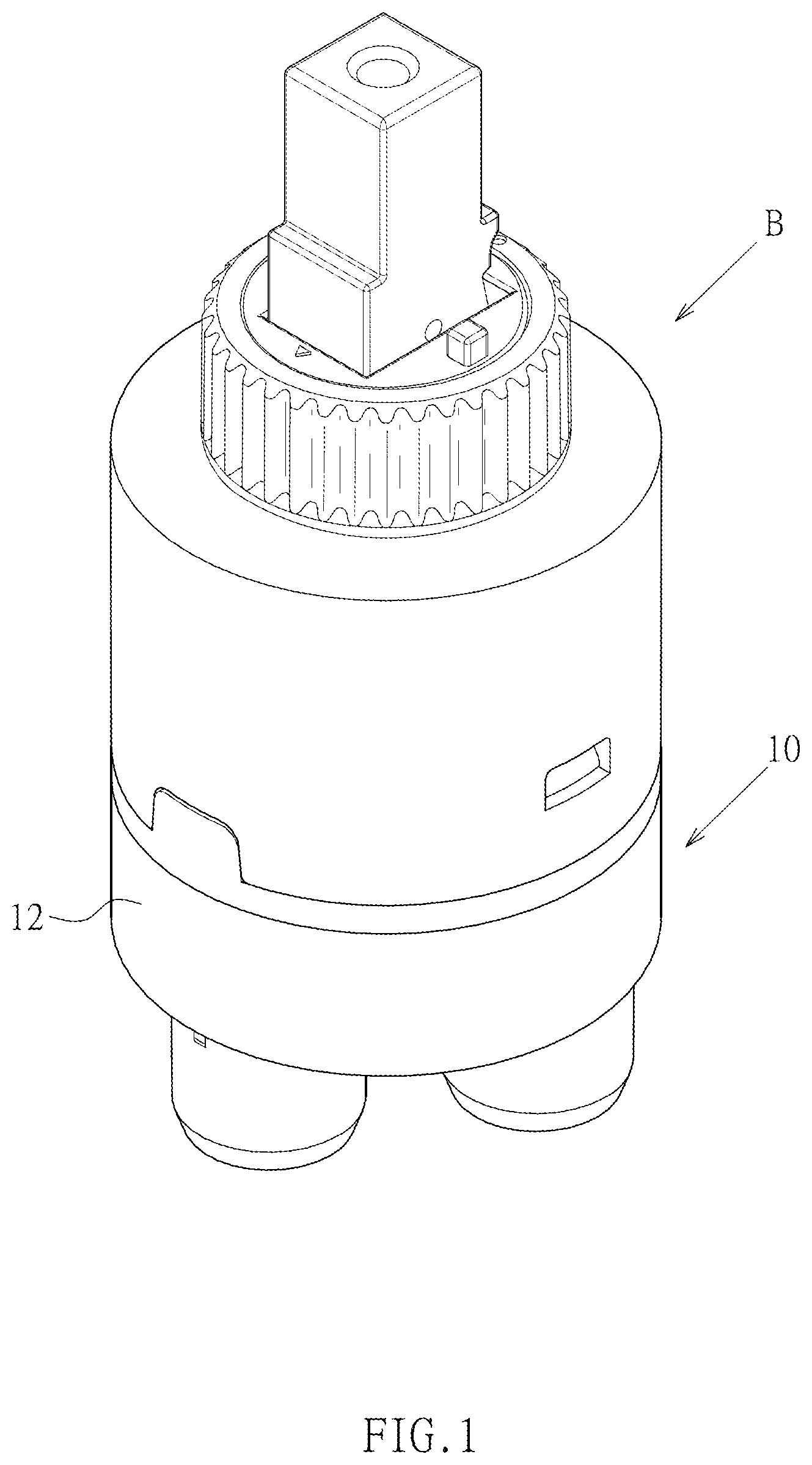Patent US12504081 — High-flow reverse water inlet cartridge seat — Figure 1