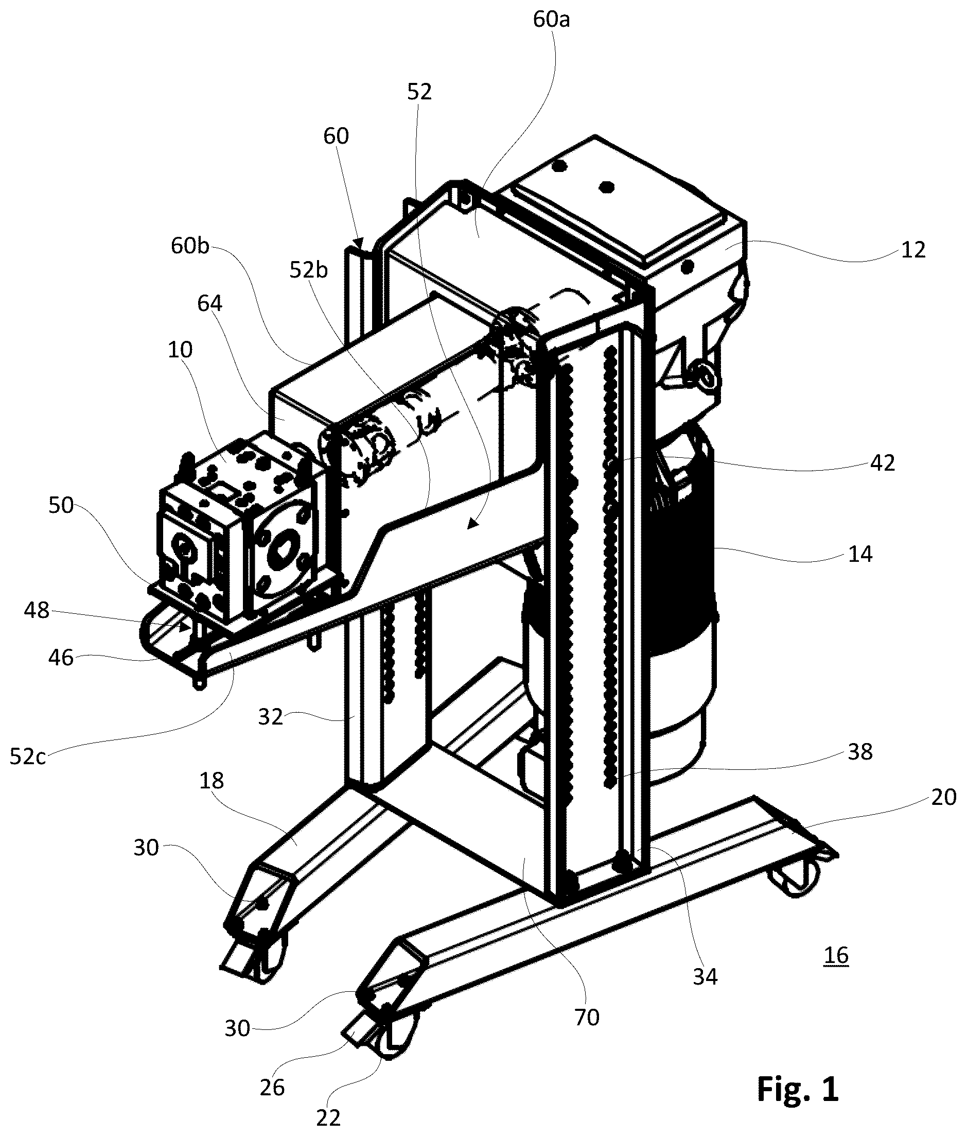 Patent US12504114 — Movable stand for an extrusion pump — Figure 1