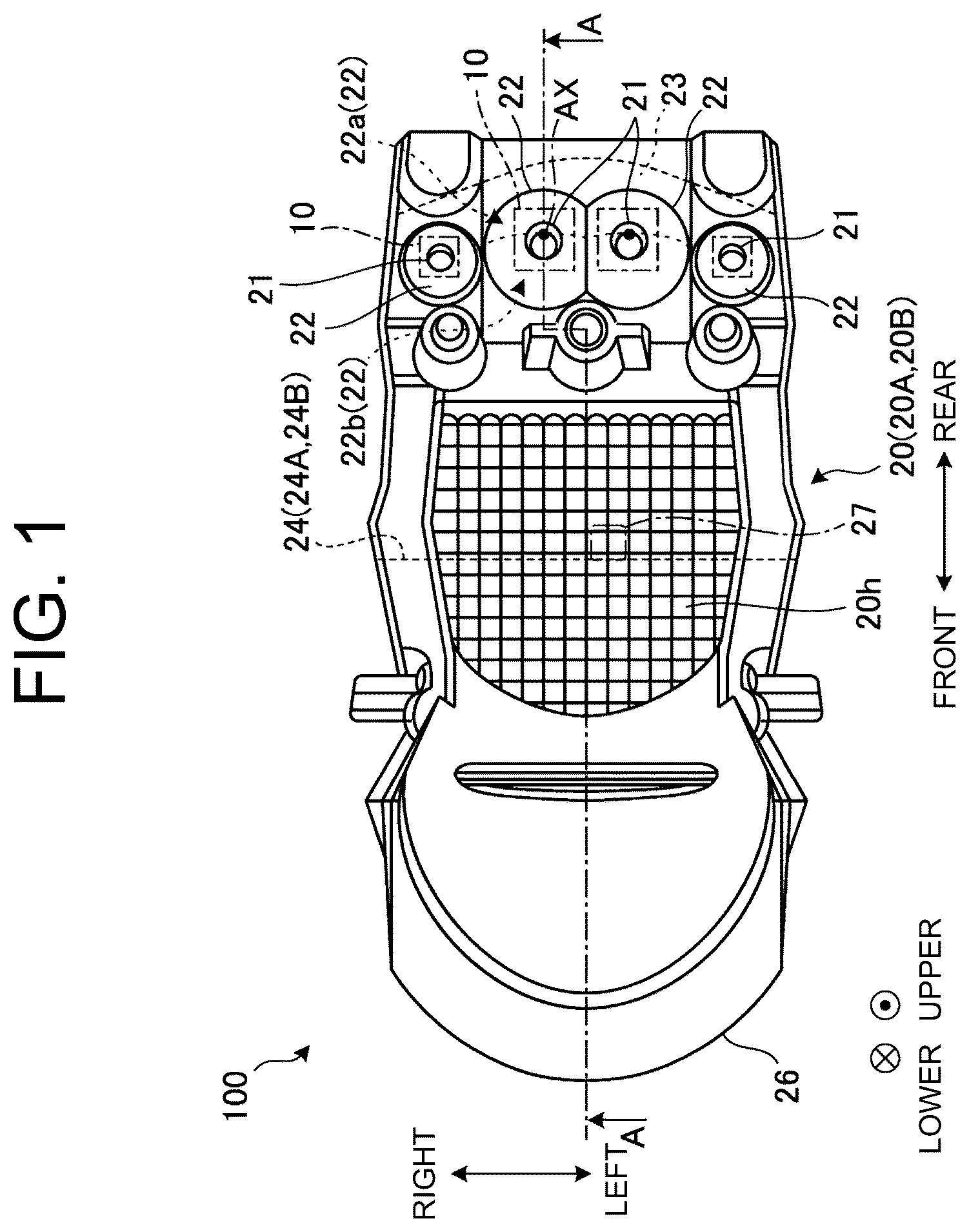 Patent US12504138 — Vehicle light-guiding body and vehicle lighting unit — Figure 1