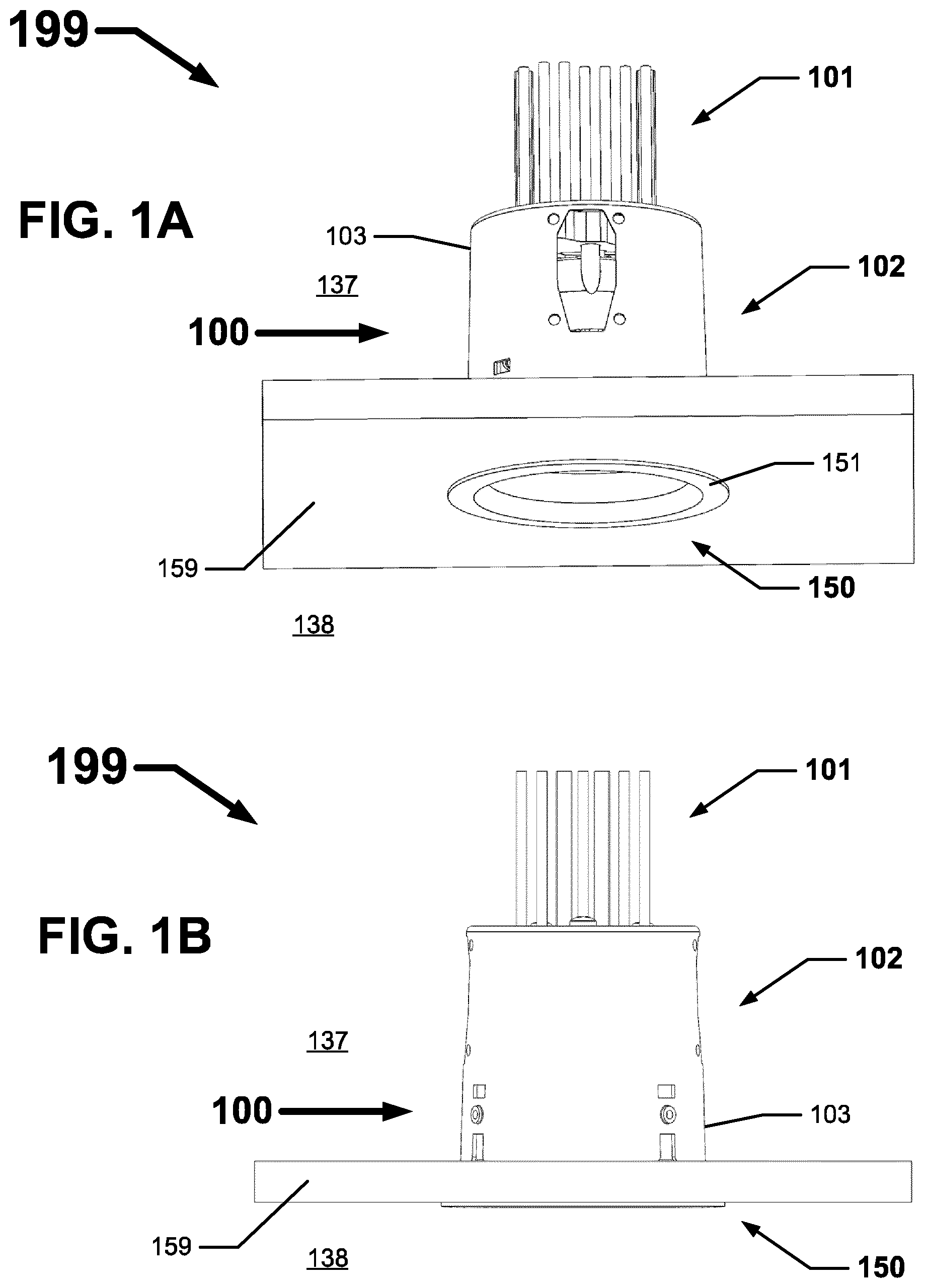 Patent US12504153 — Trim retention assemblies for recessed luminaires — Figure 1