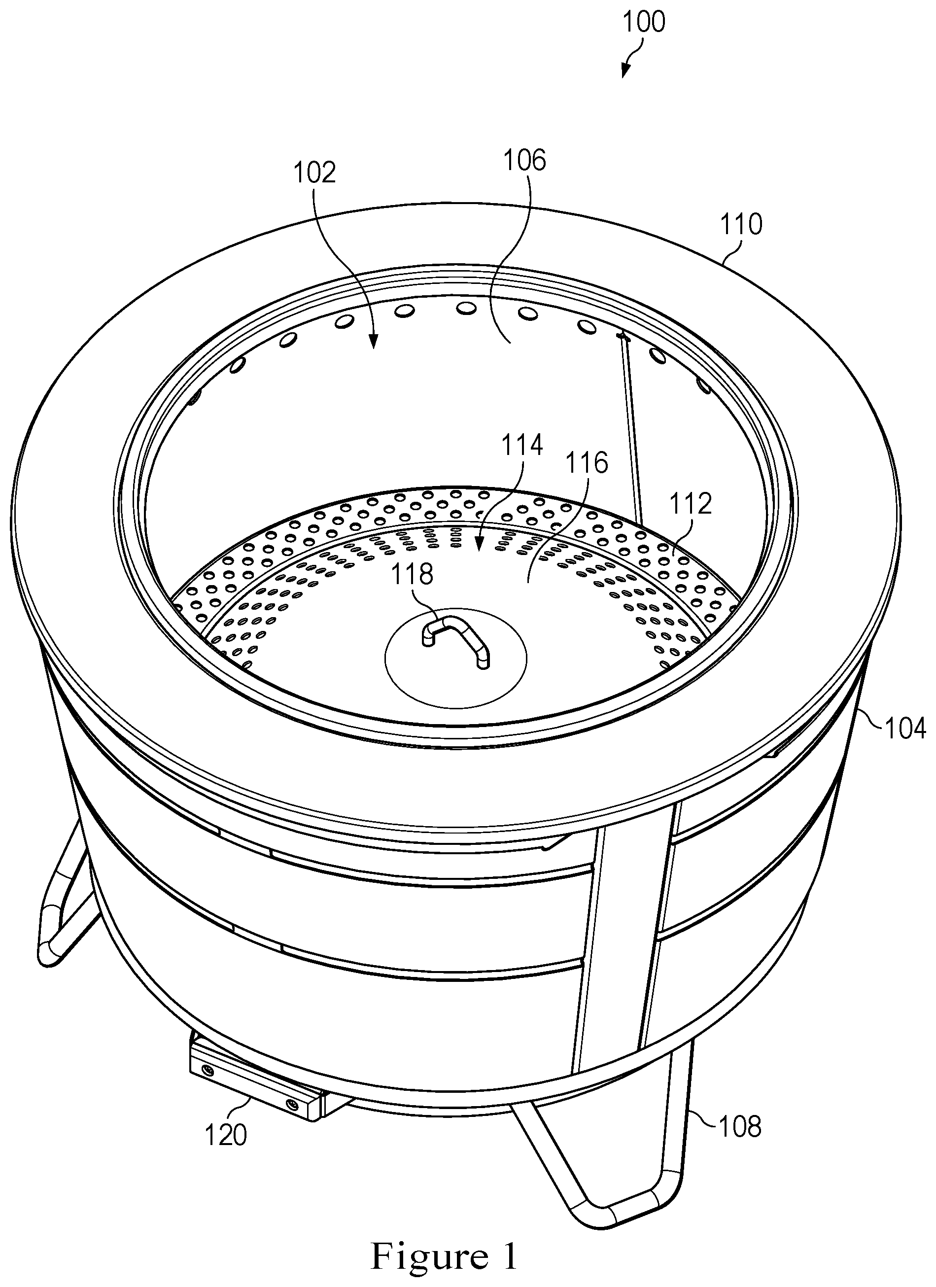 Patent US12504172 — Multi-configuration fire pit grate — Figure 1