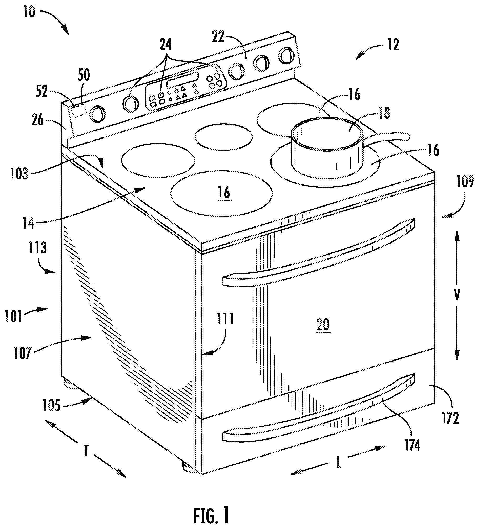 Patent US12504177 — Drawer guide for oven bottom drawer — Figure 1
