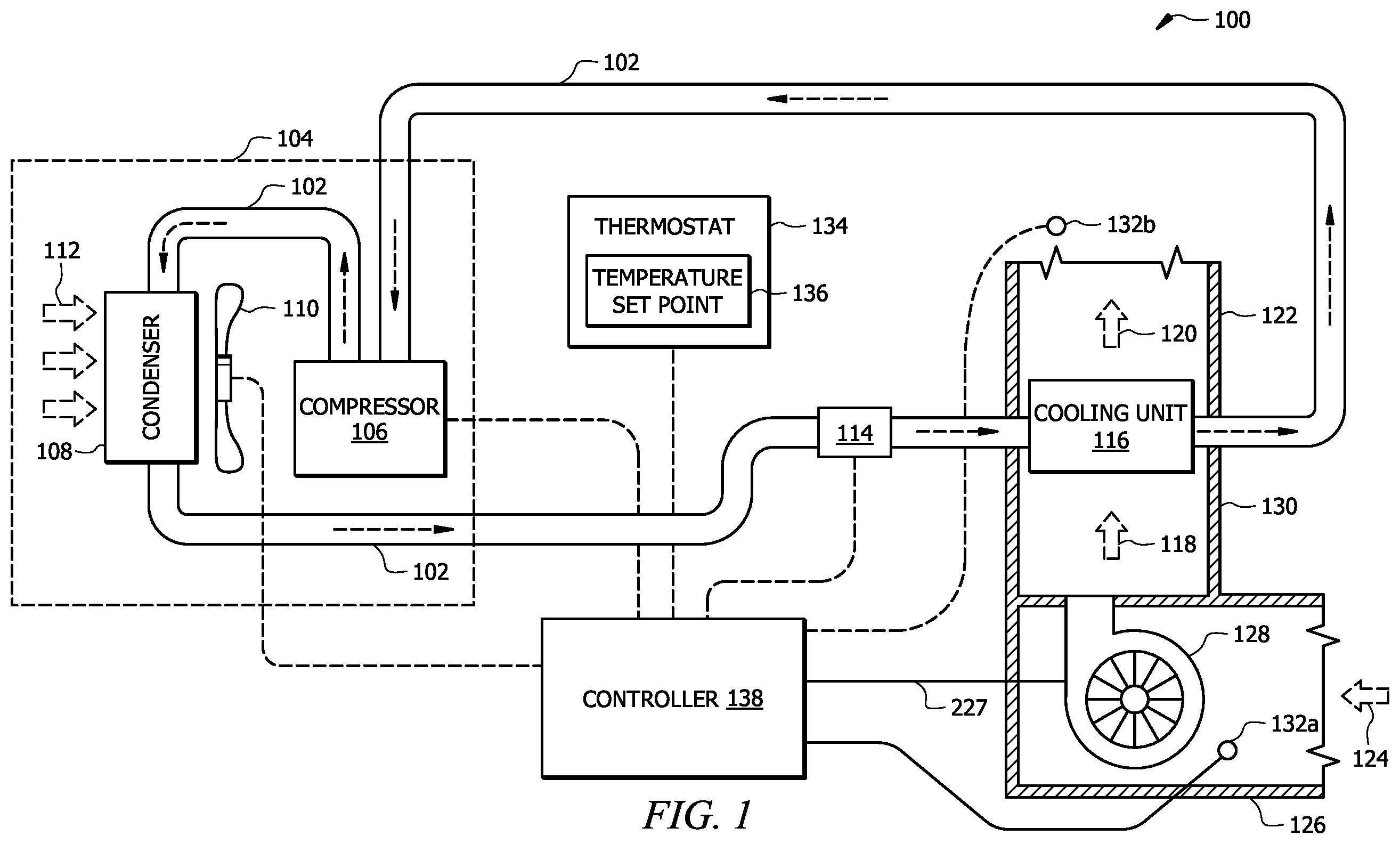 Patent US12504189 — Refrigerant leak detection system and method — Figure 1