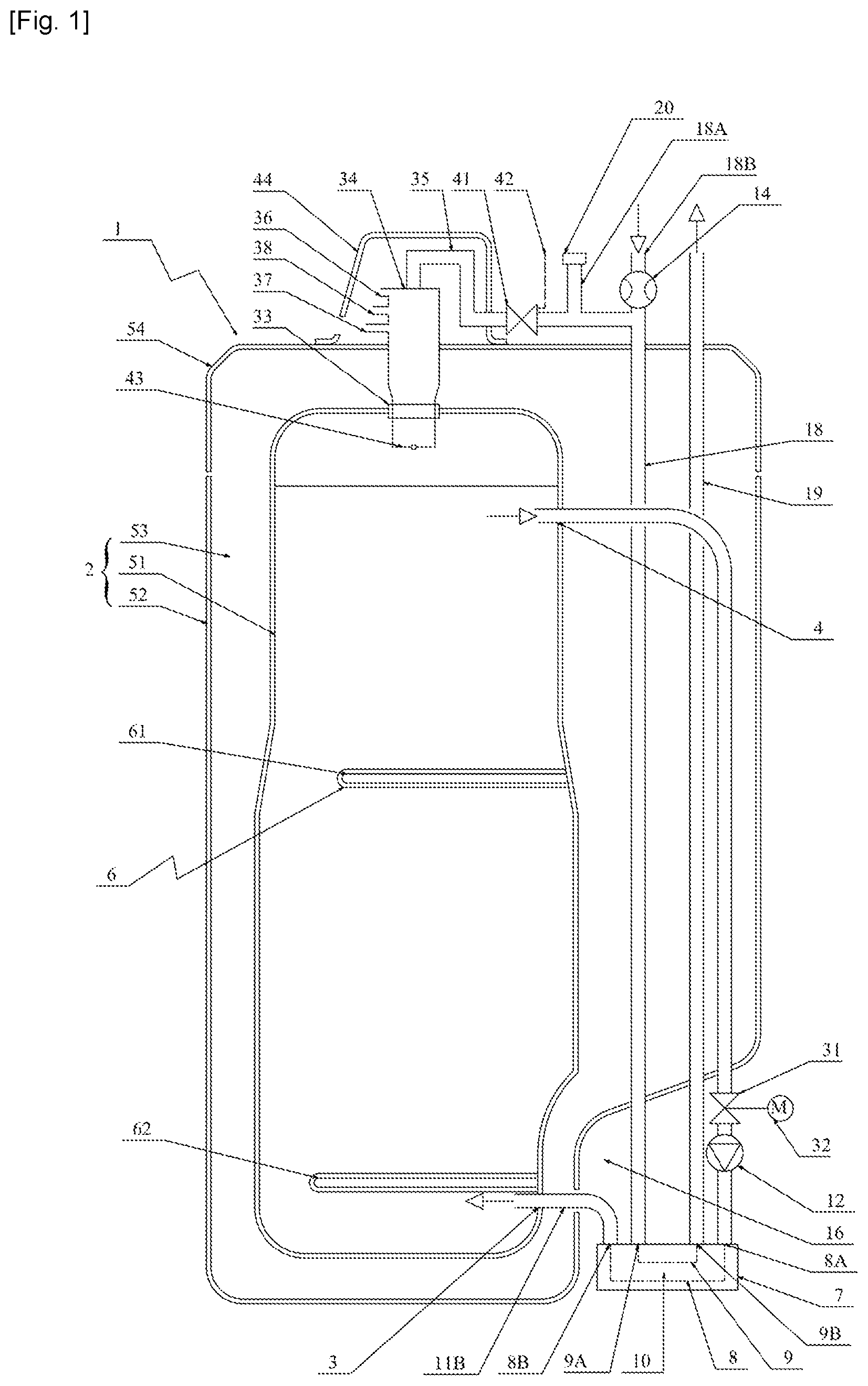 Patent US12504202 — Device for producing hot liquid — Figure 1