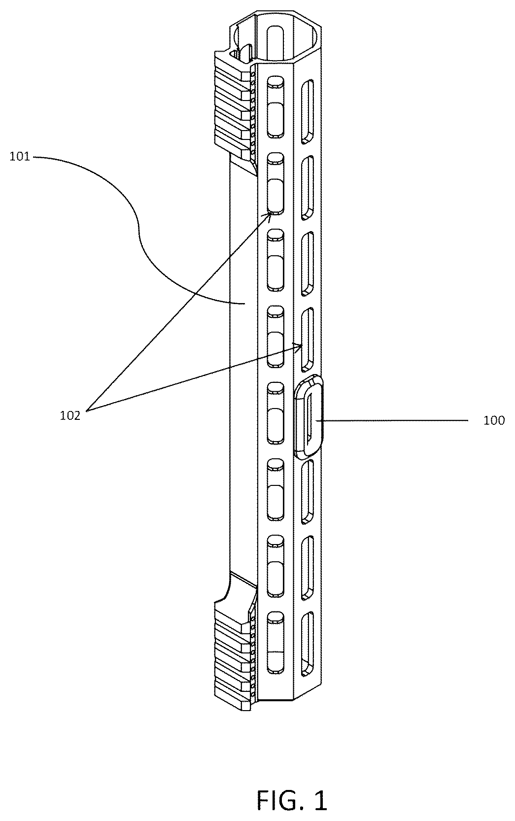 Patent US12504248 — Insulating quick interfacing firearm handguard accessory with elongated aperture — Figure 1