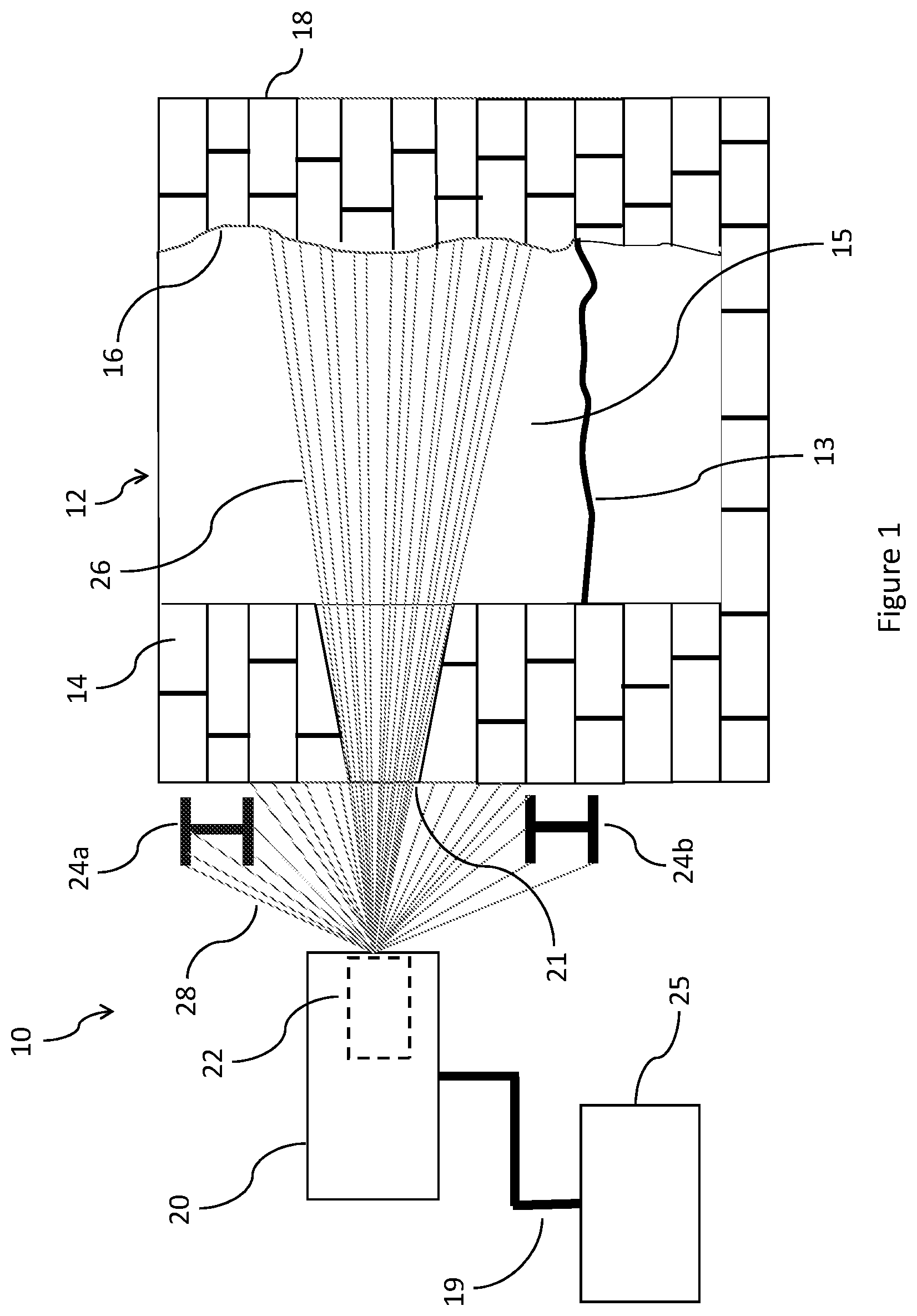 Patent US12504272 — System and method for determining the thickness of a material in manufacturing vessels — Figure 1