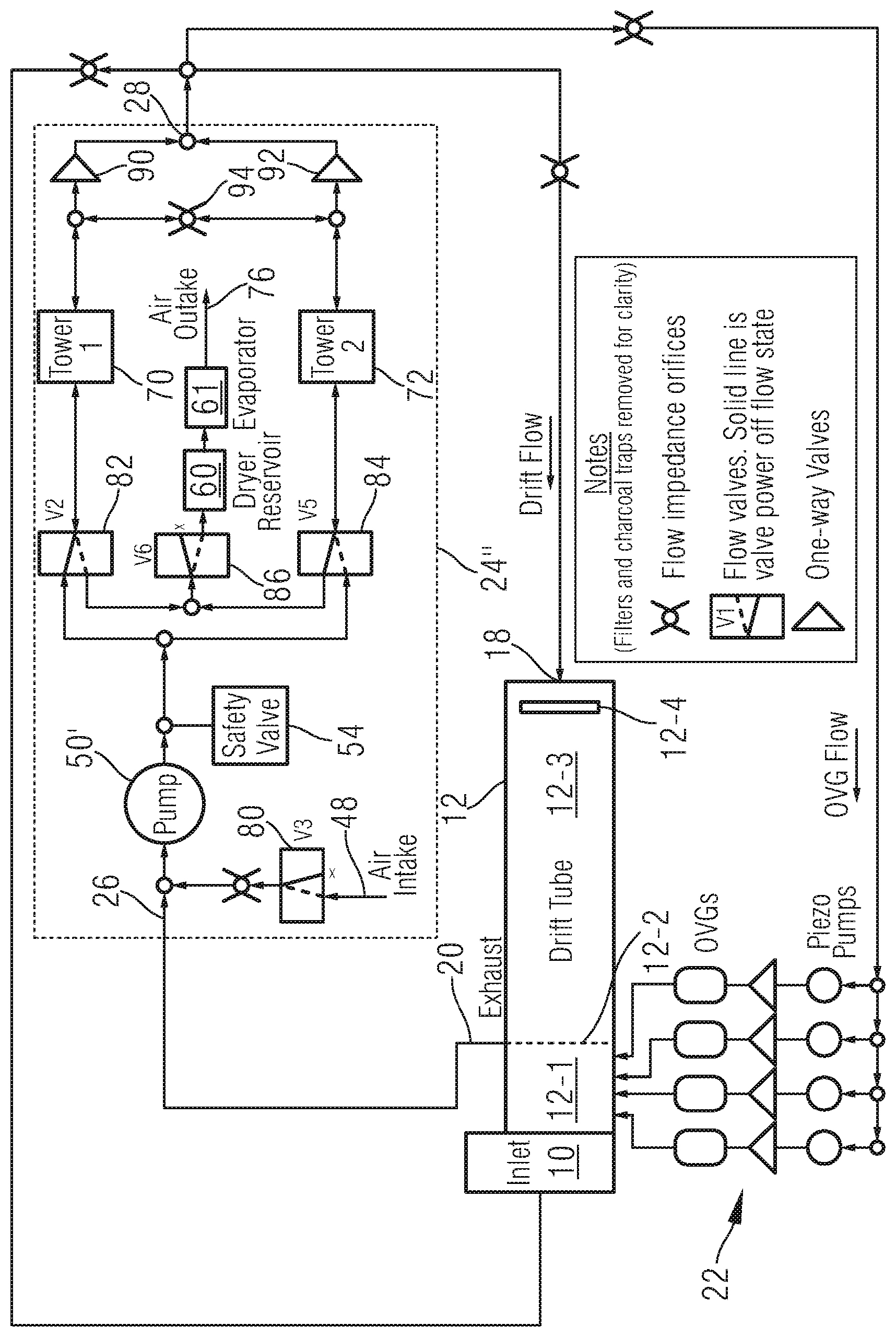 Patent US12504398 — Air purification system for an ion mobility spectrometer, corresponding method of operation and ion mobility spectrometer — Figure 1