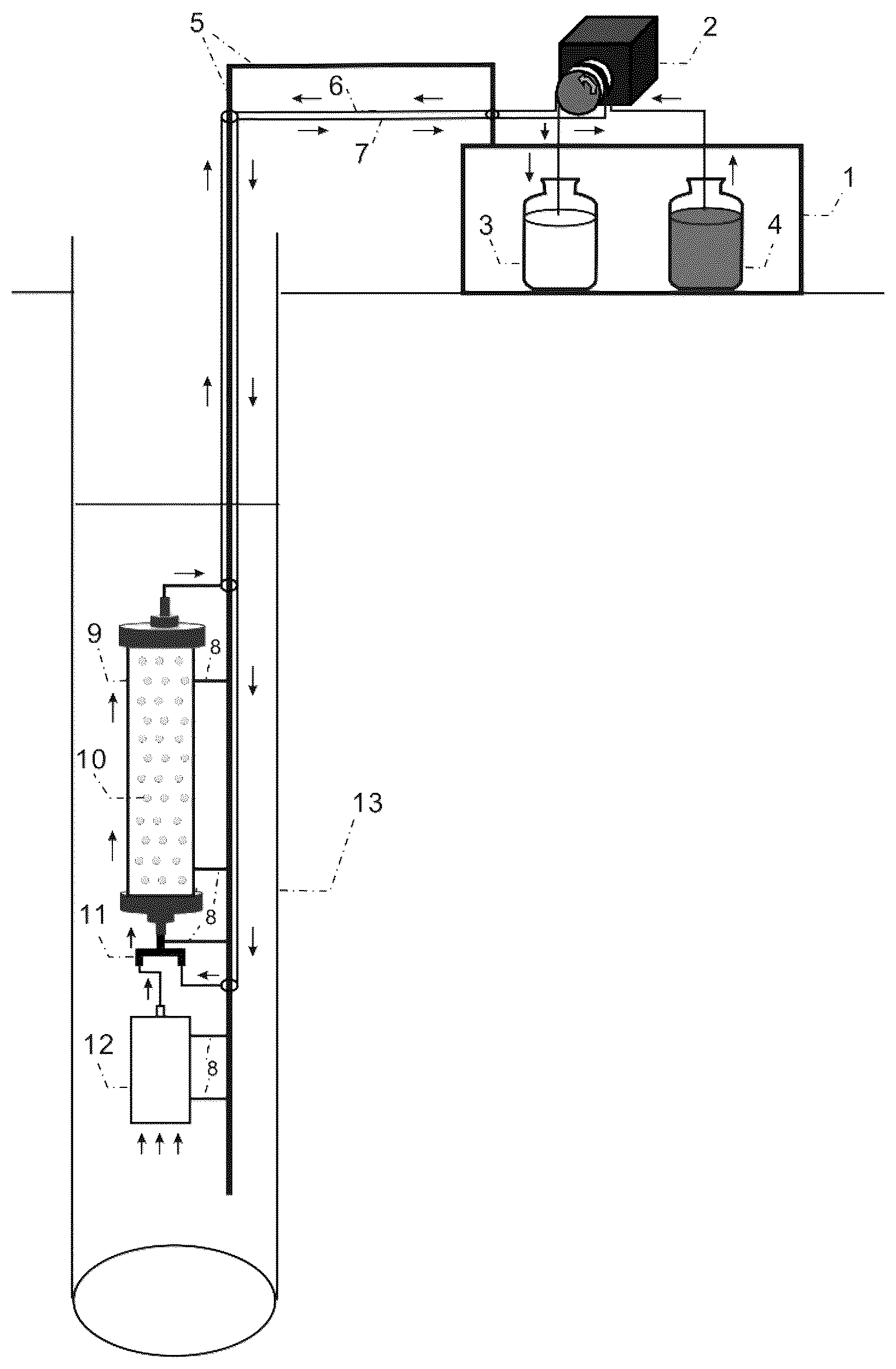 Patent US12504557 — Simulation system and simulation method for in-situ column experiment in groundwater well — Figure 1