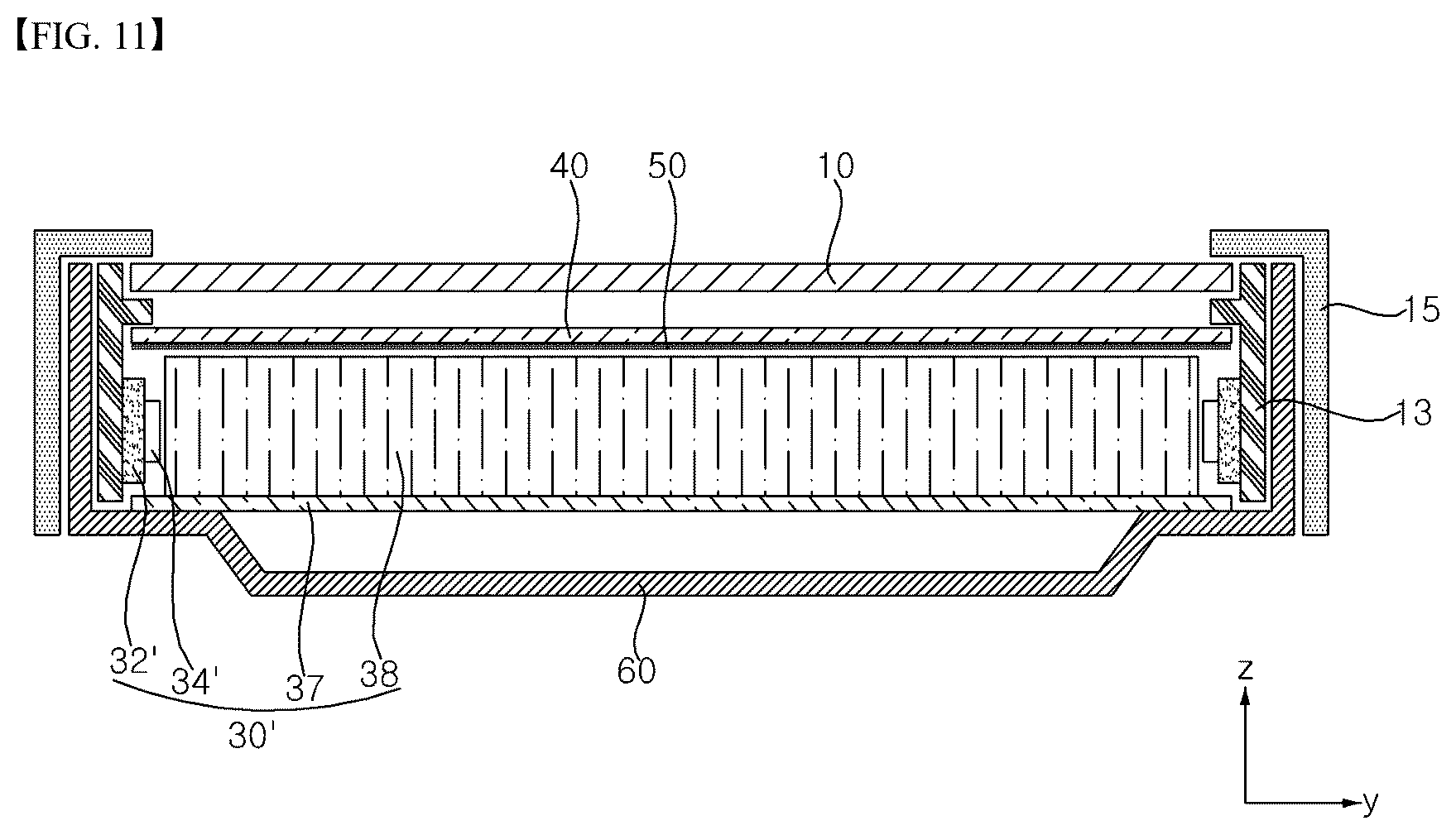 Patent US12504576 Figure 11 – Display device including light-absorbing layer with phosphor for light conversion