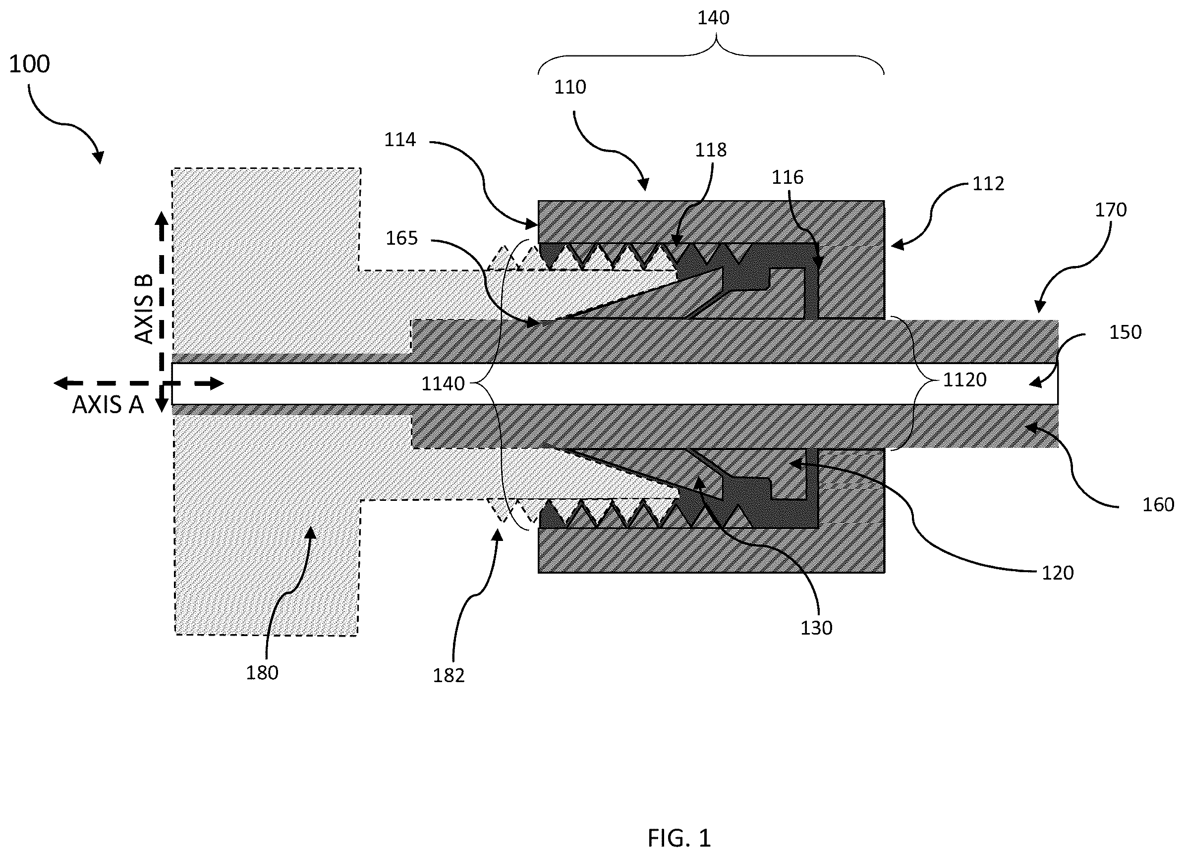 Patent US12504587 Figure 1 – Sealable fiber optic cable connection system
