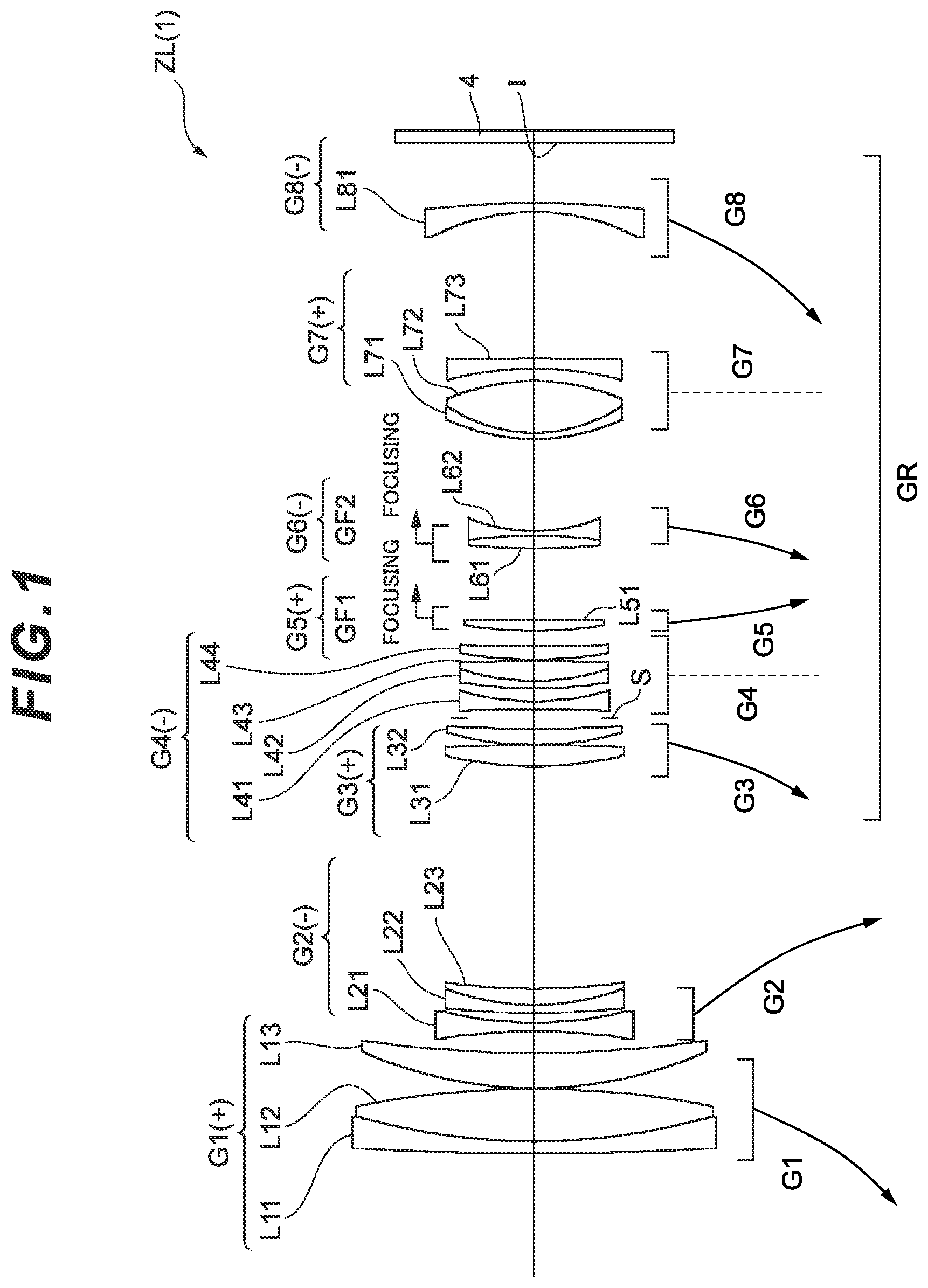 Patent US12504610 — Zoom optical system, optical apparatus and method for manufacturing the zoom optical system — Figure 1