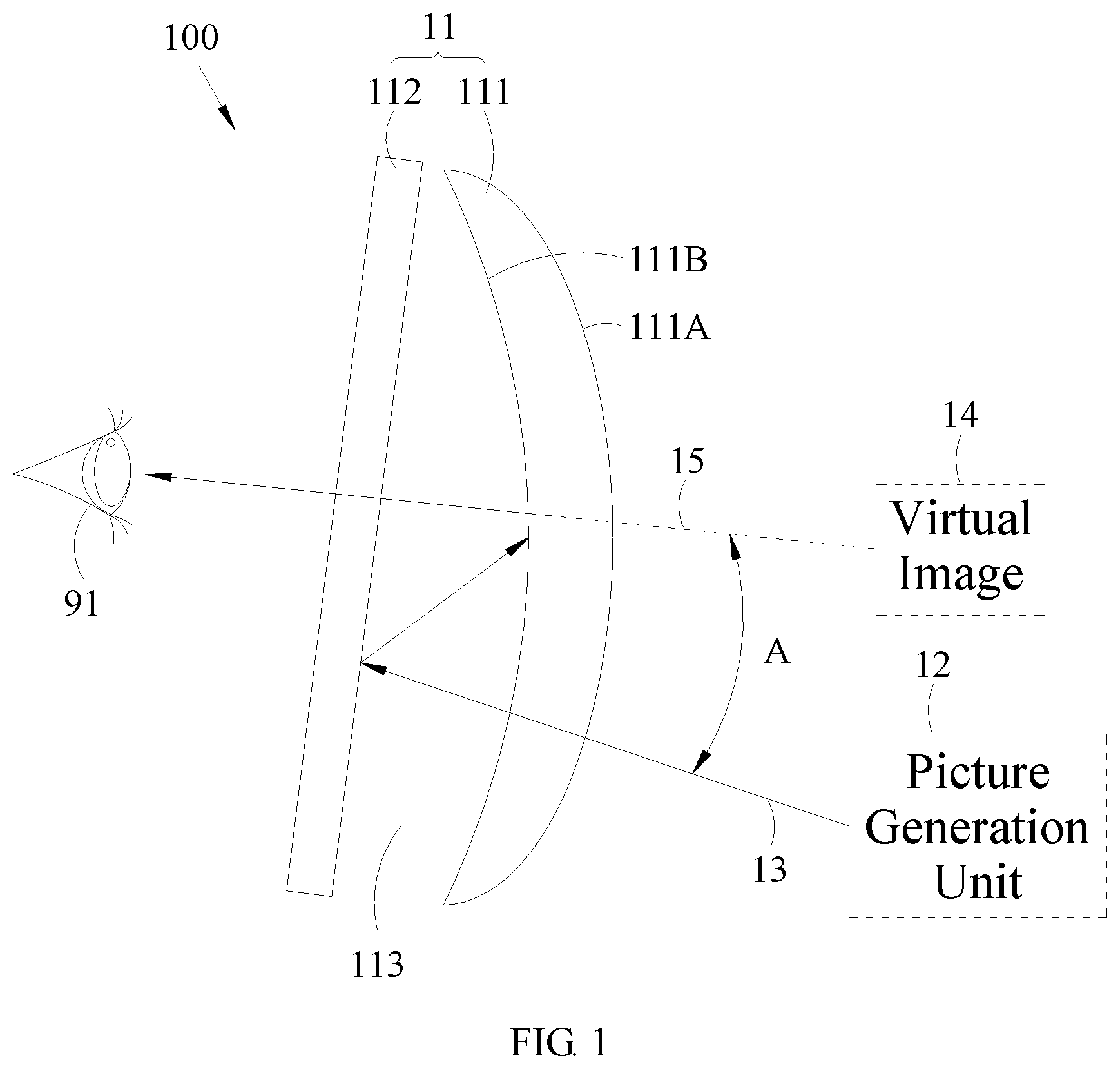 Patent US12504626 — Head up display device — Figure 1