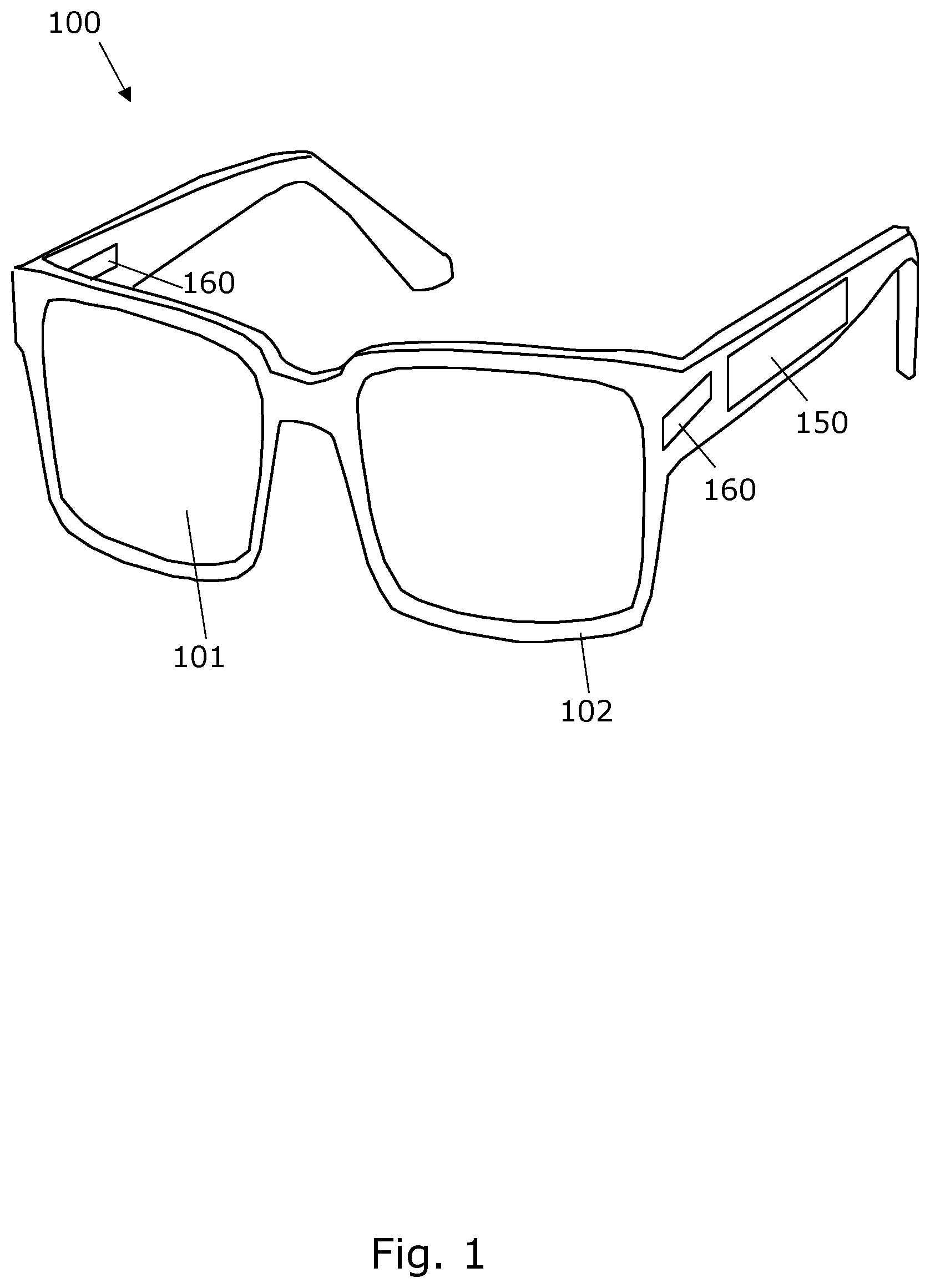 Patent US12504649 — Spectacles with sandwiched polymer structure — Figure 1