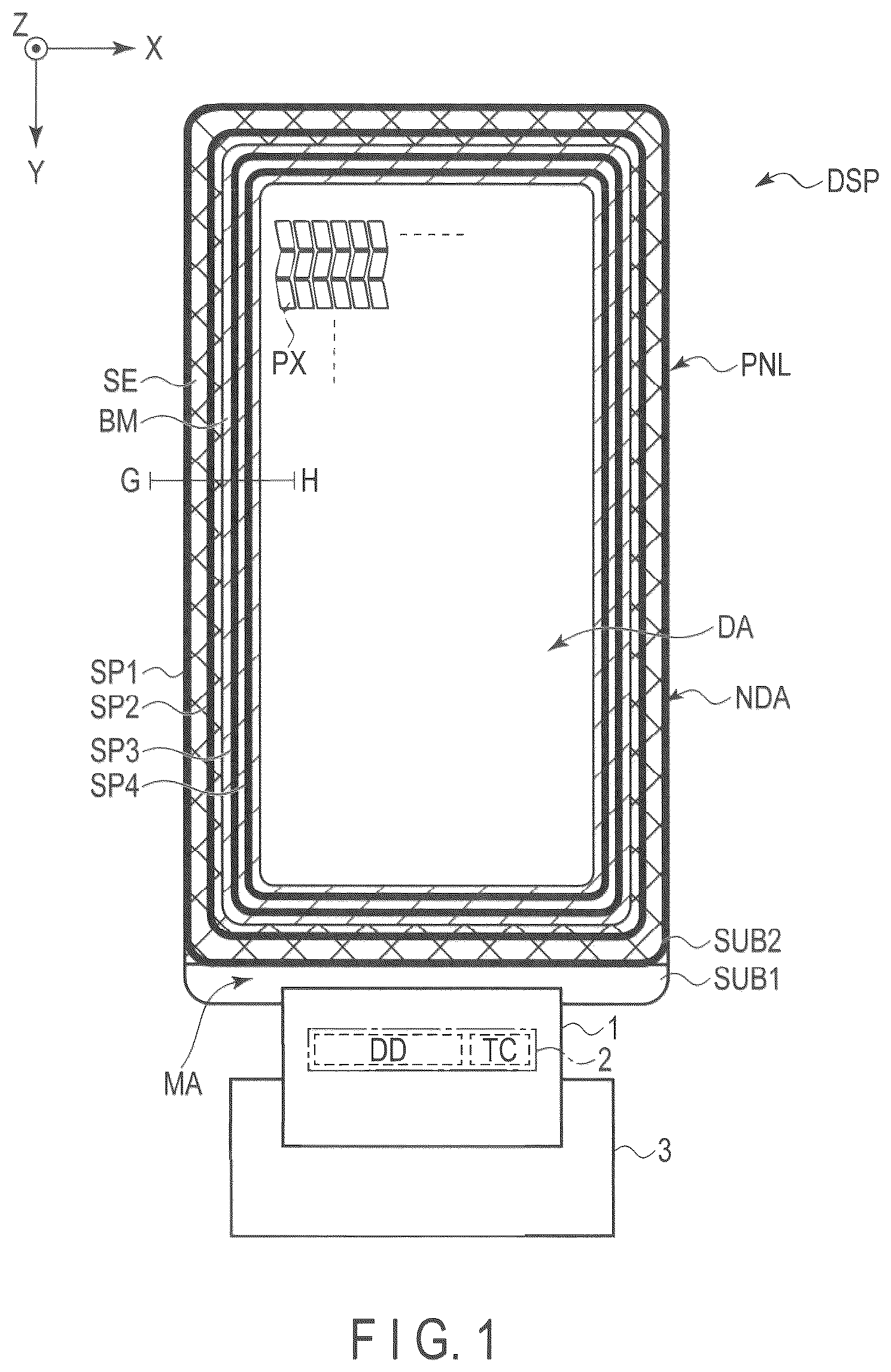 Patent US12504662 — Display device — Figure 1